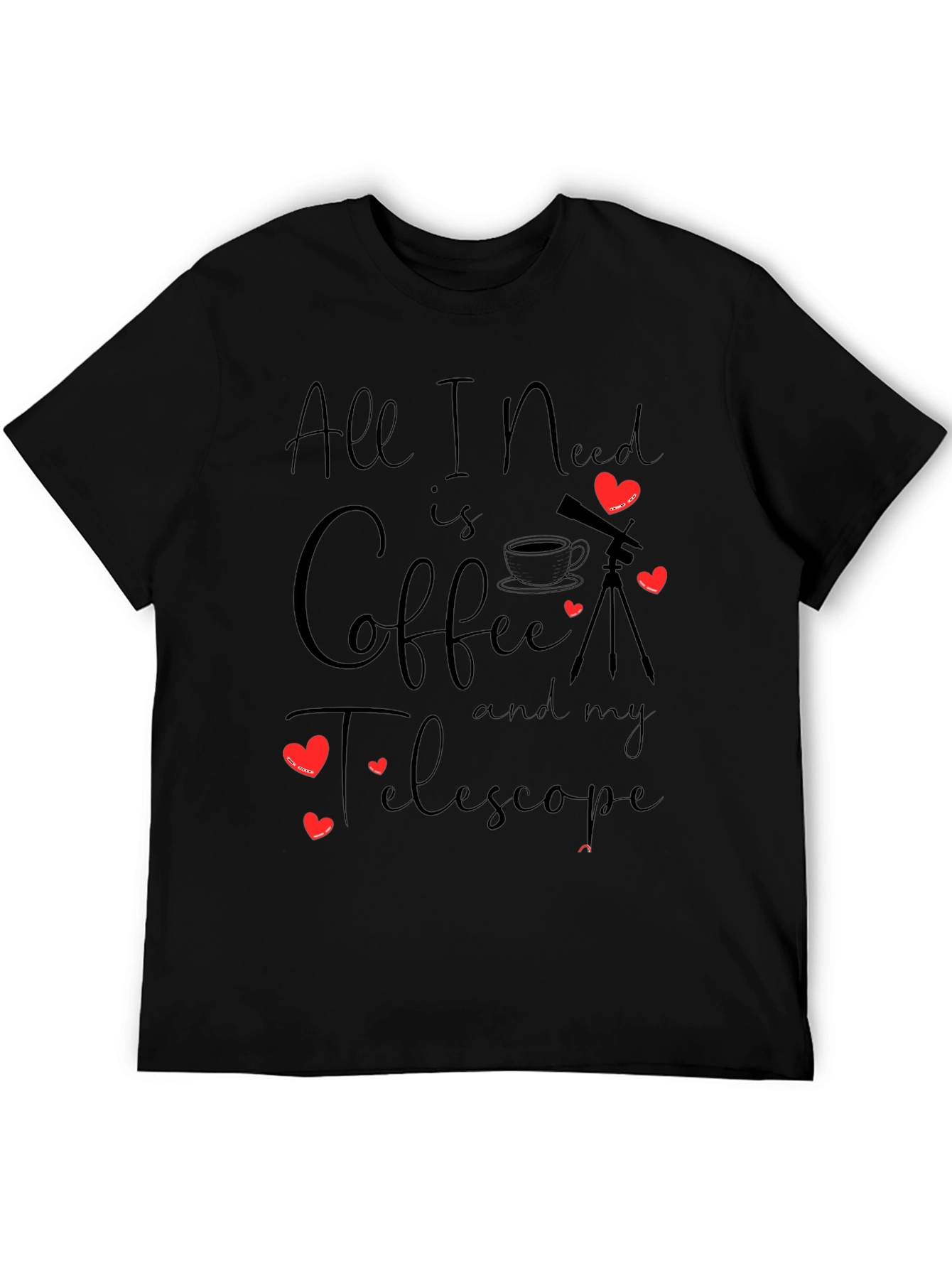 Coffee & Telescope Black T-Shirt