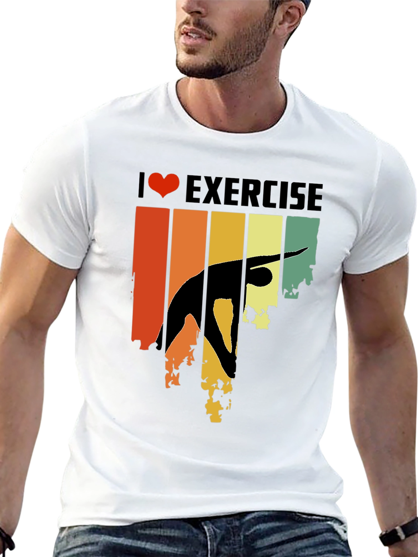 Retro I Love Exercise T-Shirt Gym Workout Tee