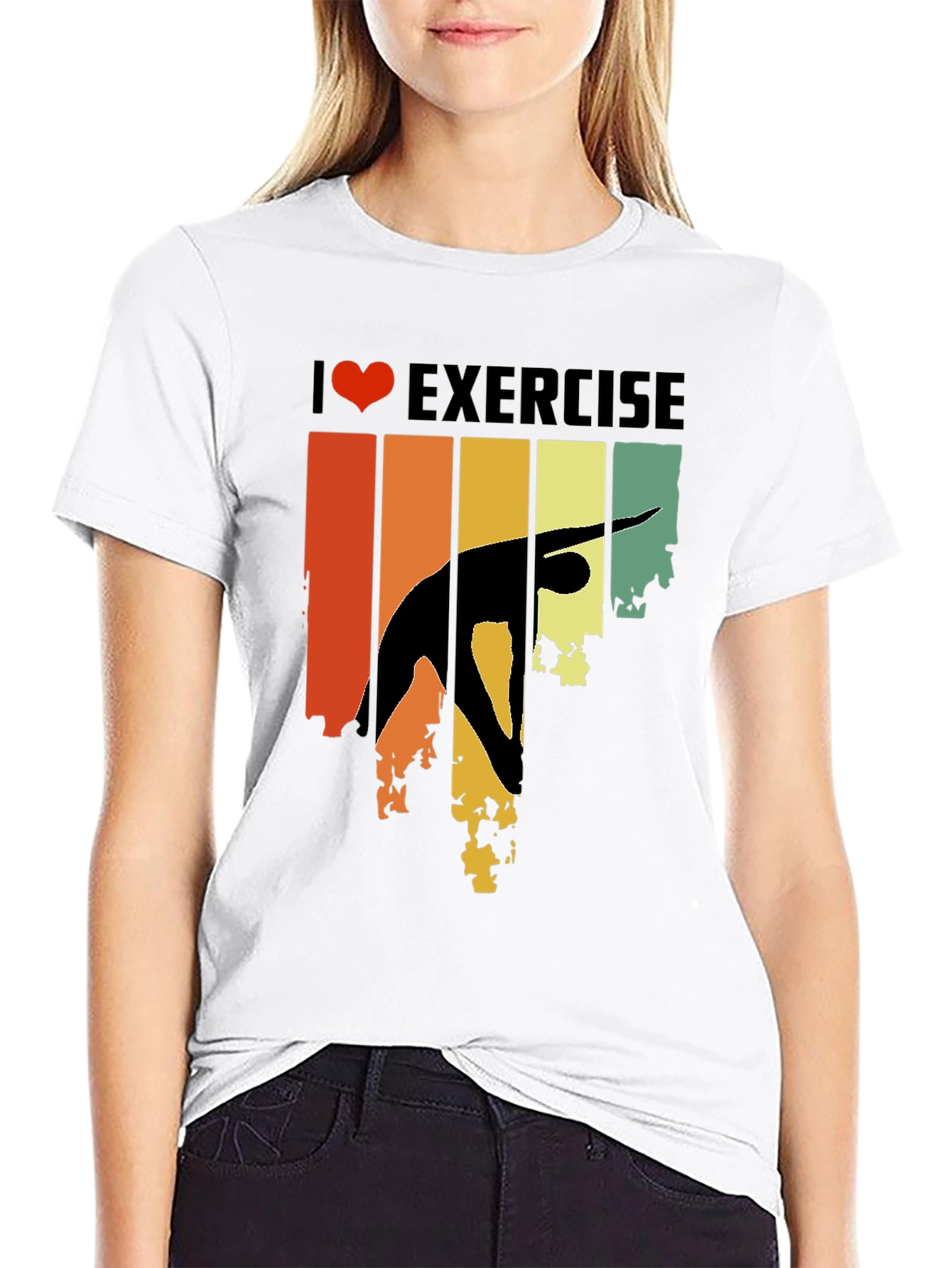 Retro I Love Exercise T-Shirt Gym Workout Tee