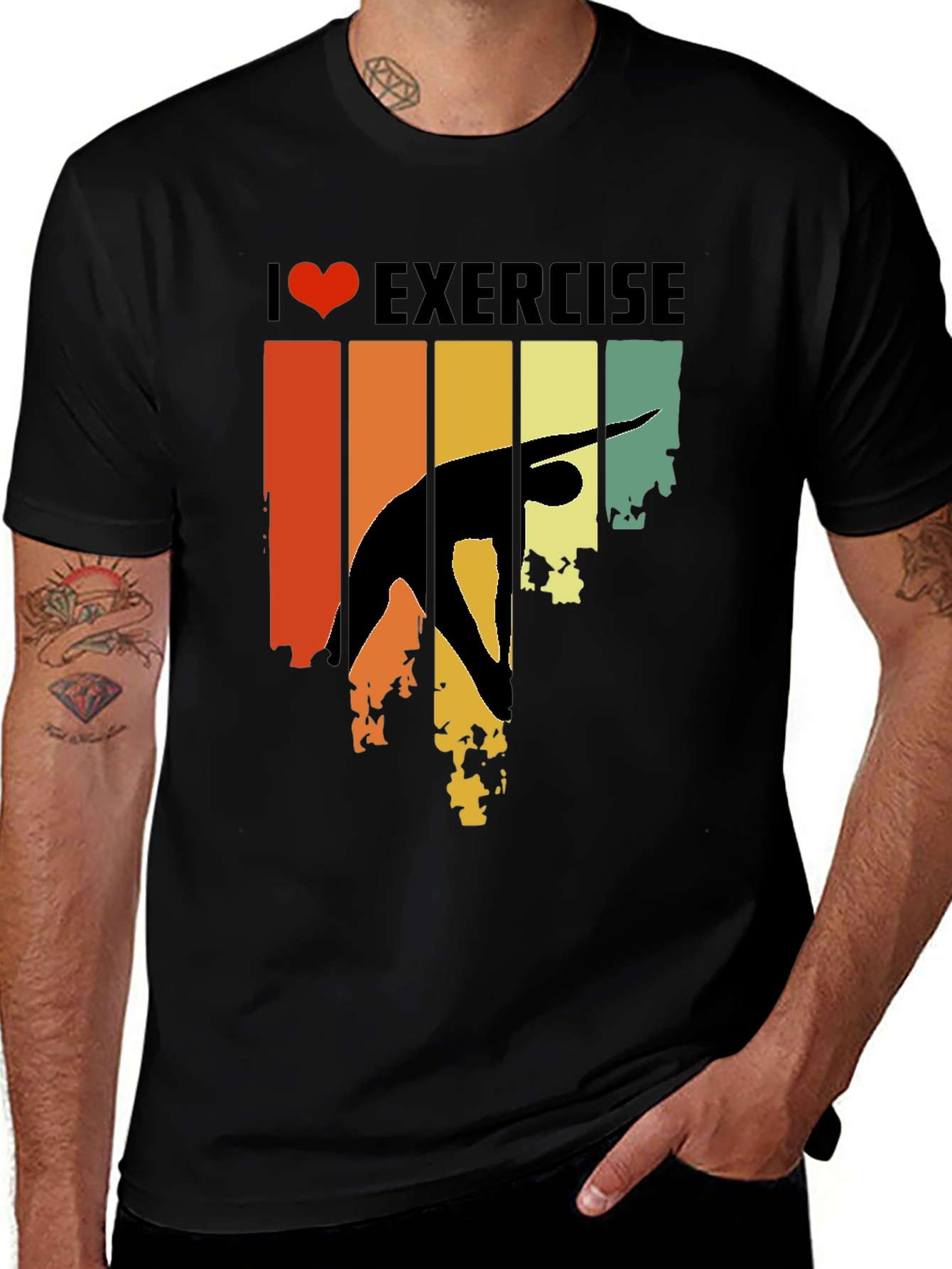 Retro I Love Exercise T-Shirt Gym Workout Tee