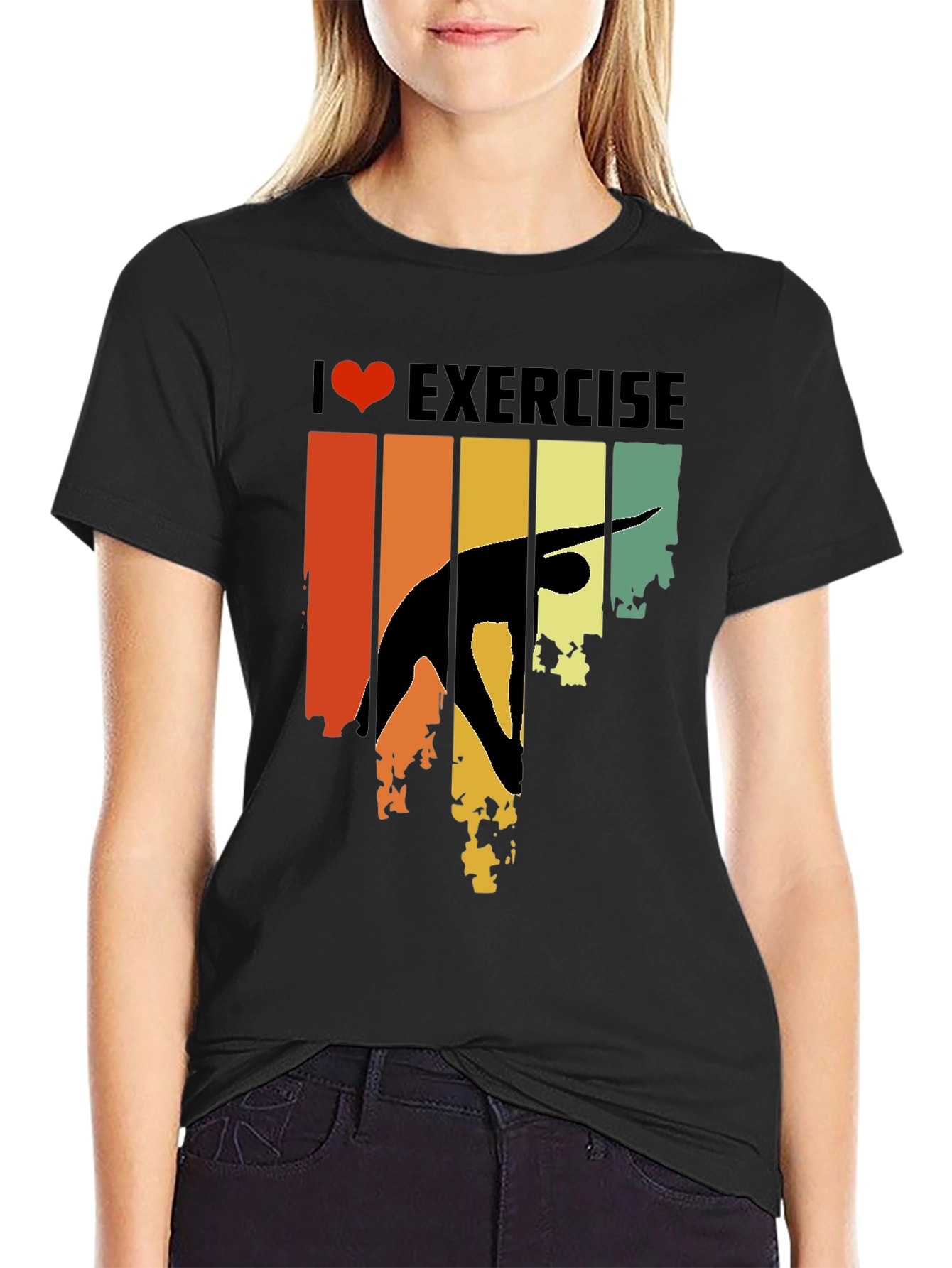 Retro I Love Exercise T-Shirt Gym Workout Tee