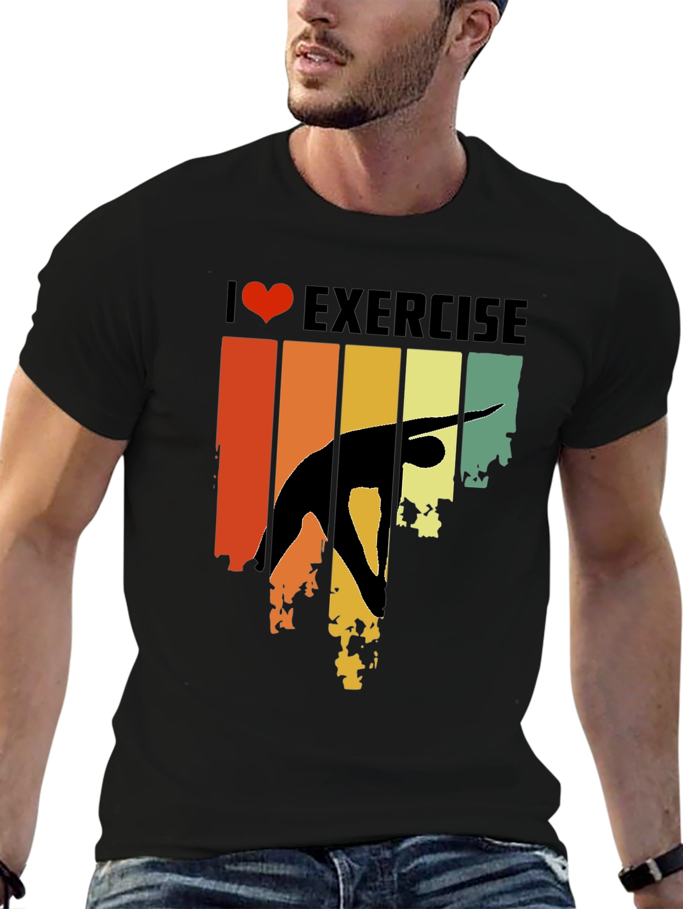 Retro I Love Exercise T-Shirt Gym Workout Tee