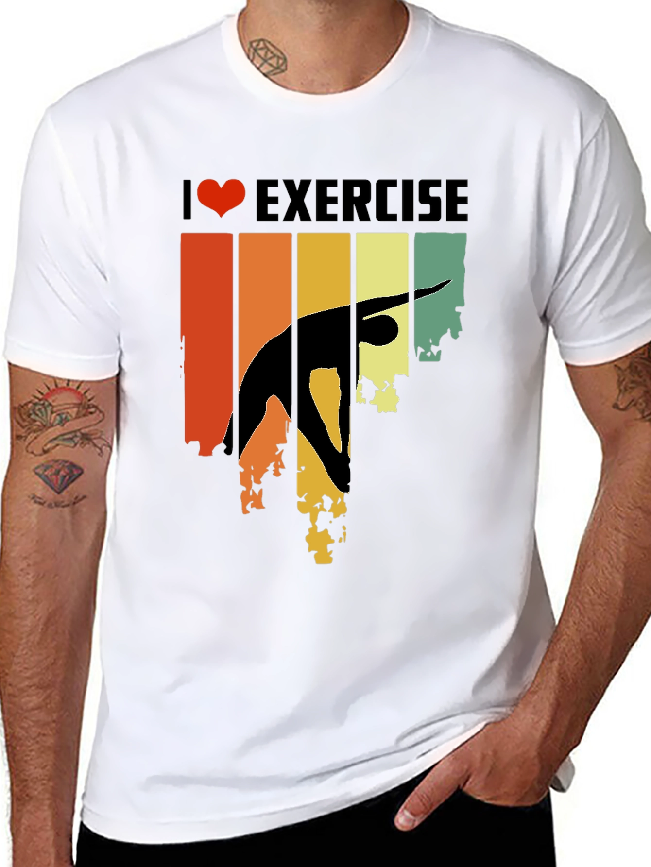 Retro I Love Exercise T-Shirt Gym Workout Tee