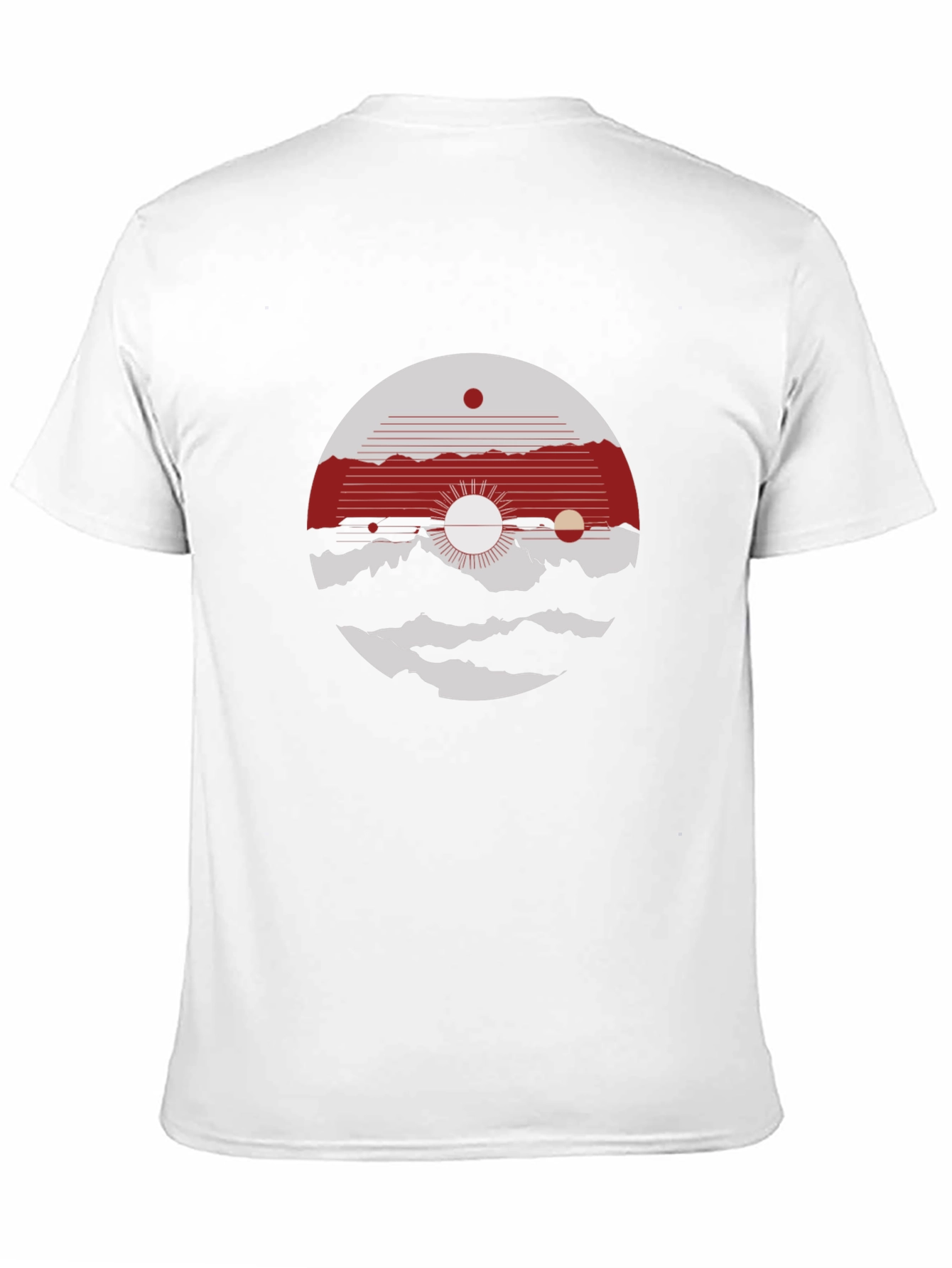 Abstract Graphic Tee: Mountain & Sun Design