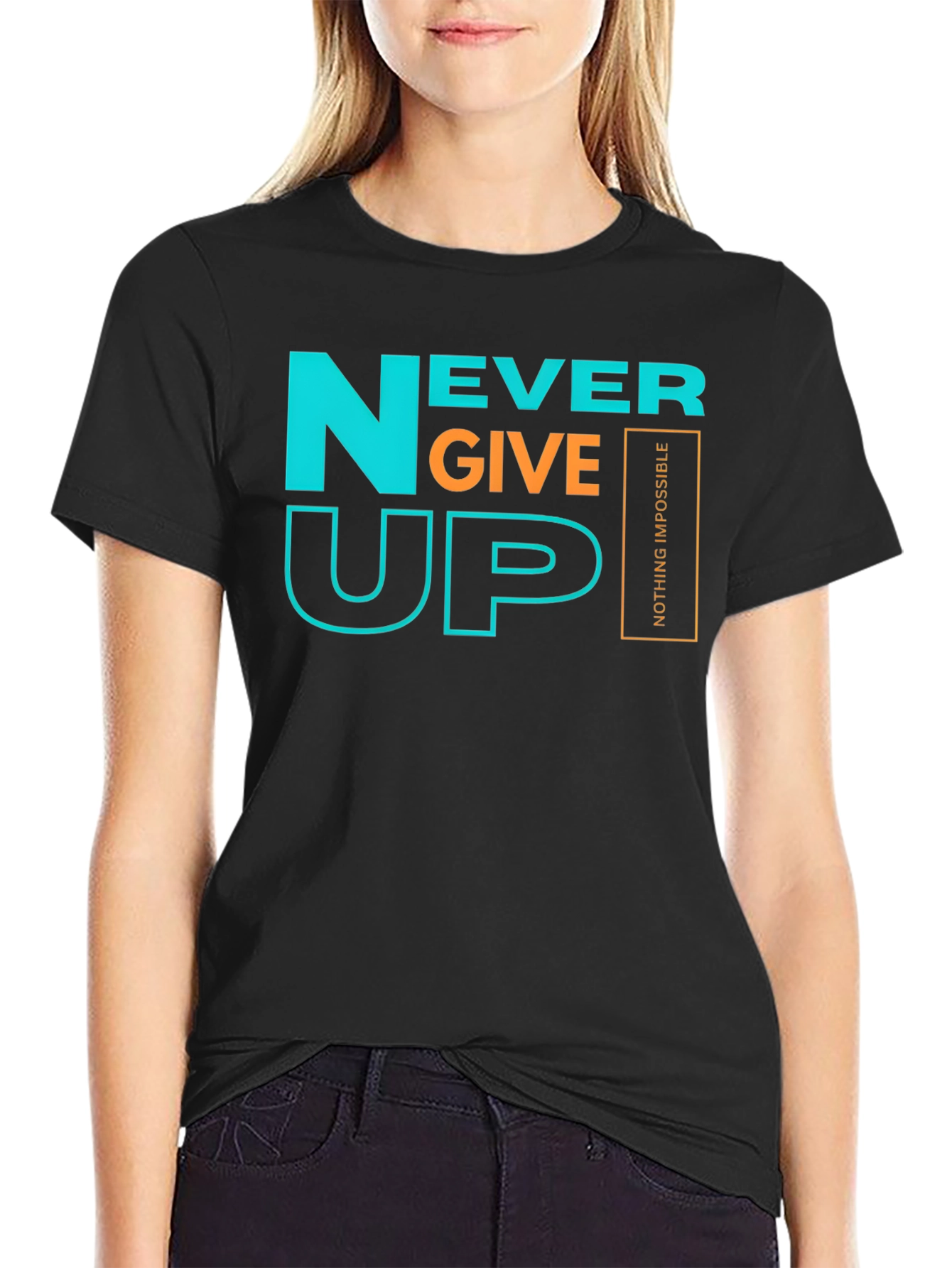 Never Give Up Graphic Tee - Motivational T-Shirt
