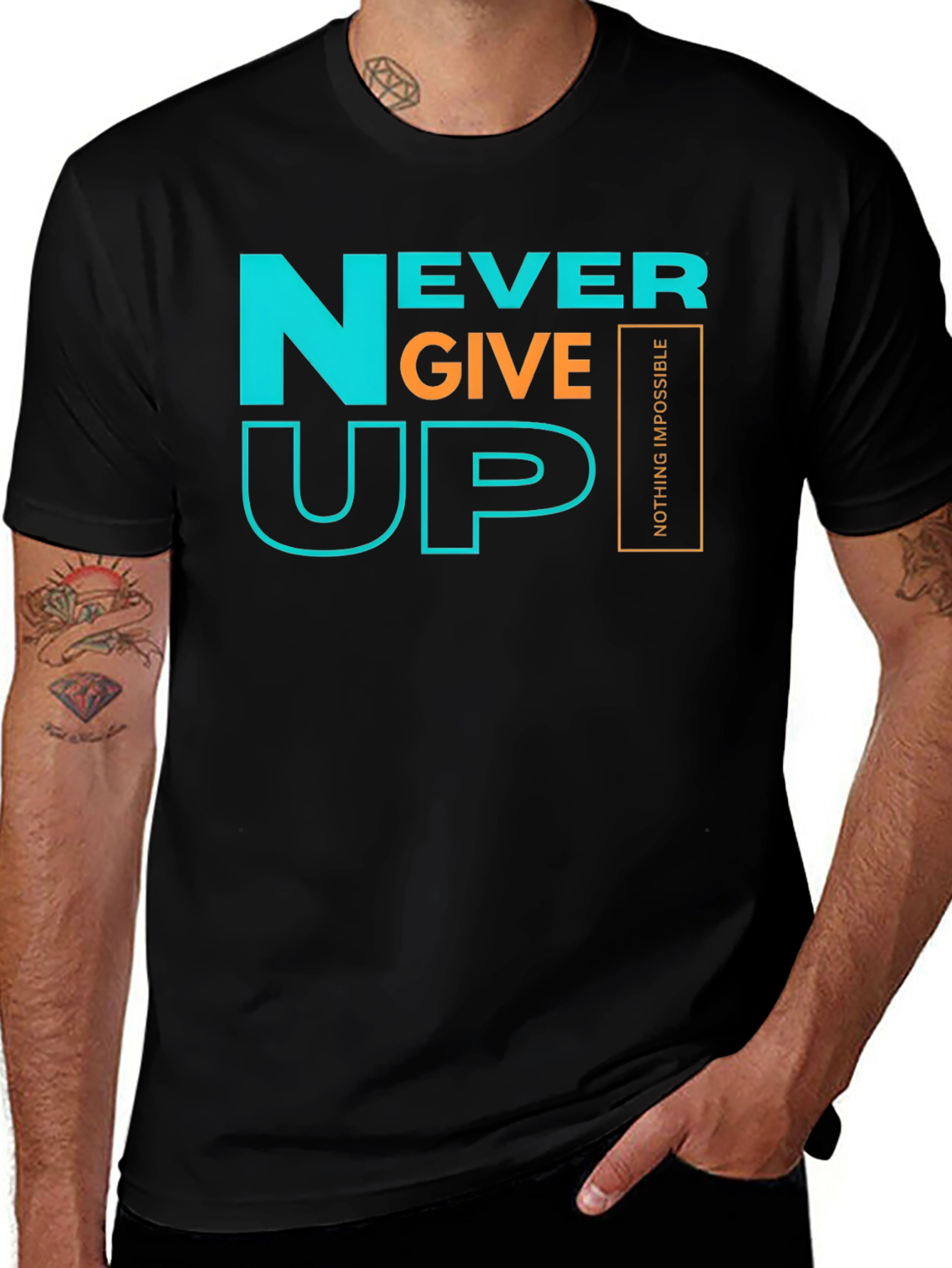 Never Give Up Graphic Tee - Motivational T-Shirt