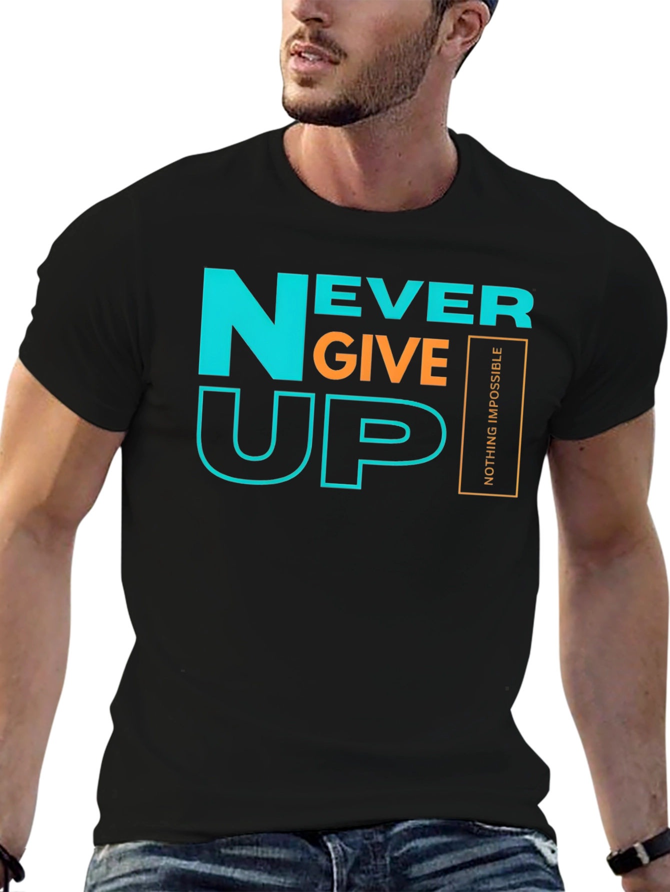 Never Give Up Graphic Tee - Motivational T-Shirt