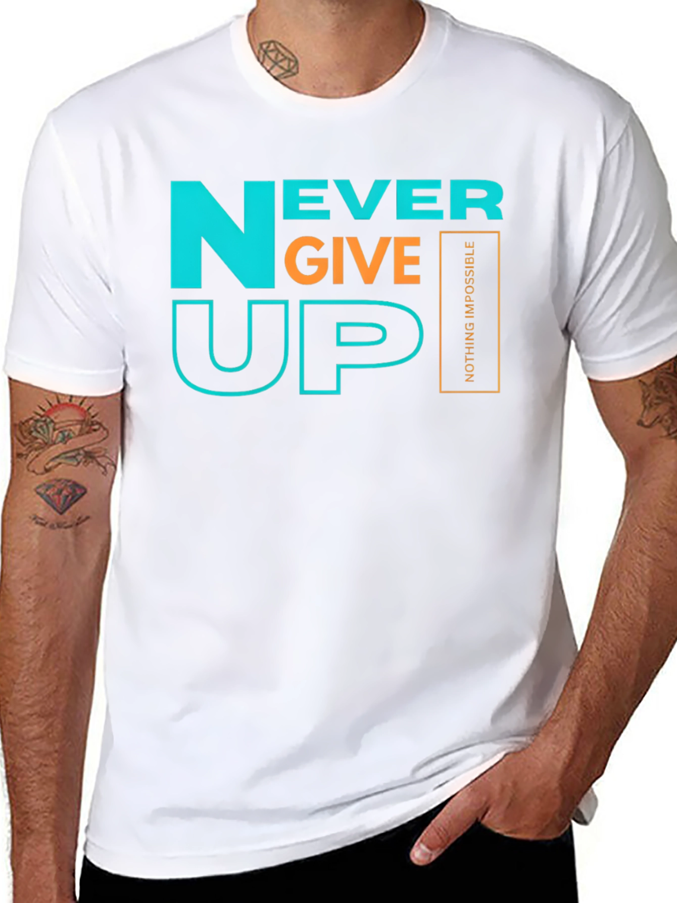 Never Give Up Graphic Tee - Motivational T-Shirt