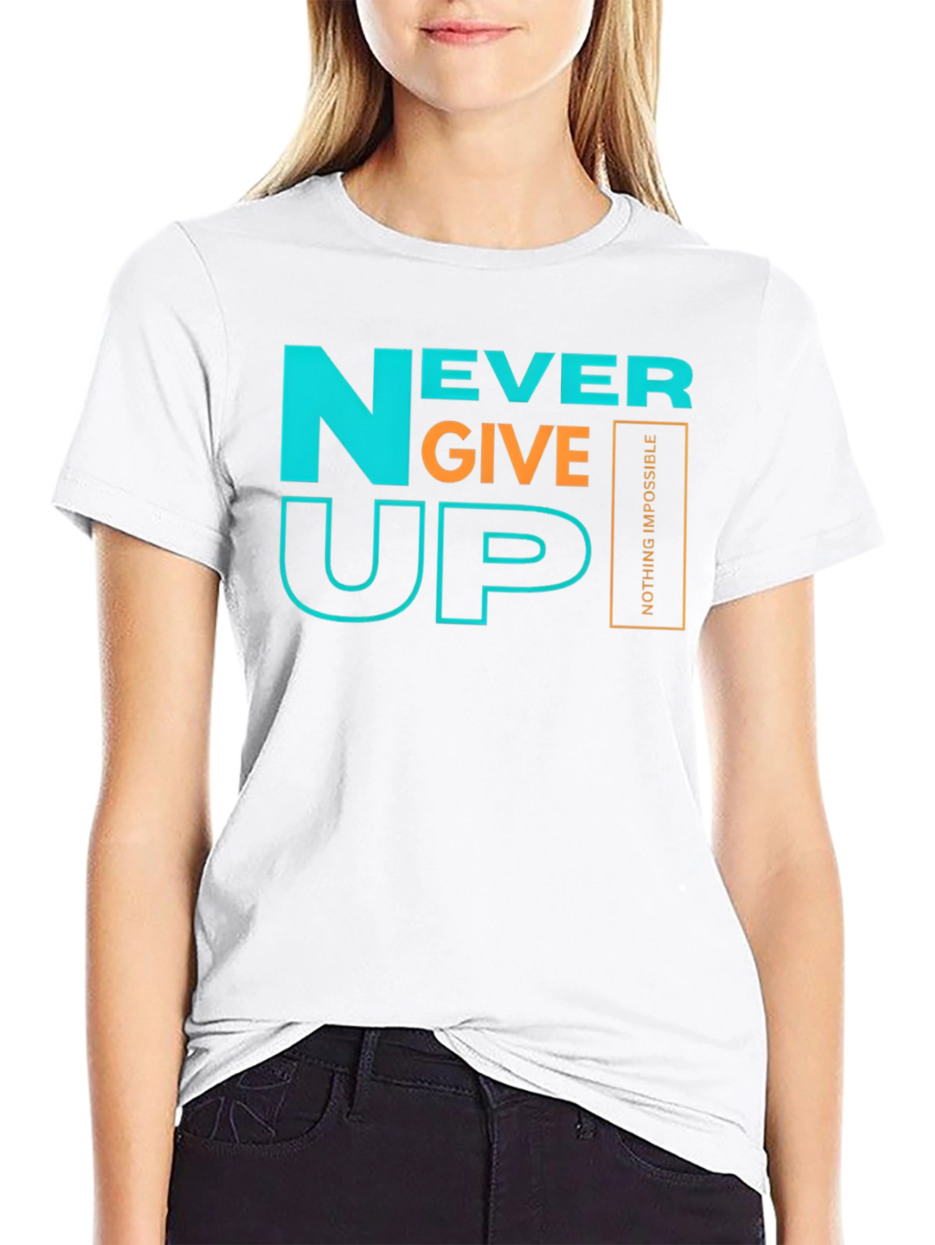 Never Give Up Graphic Tee - Motivational T-Shirt