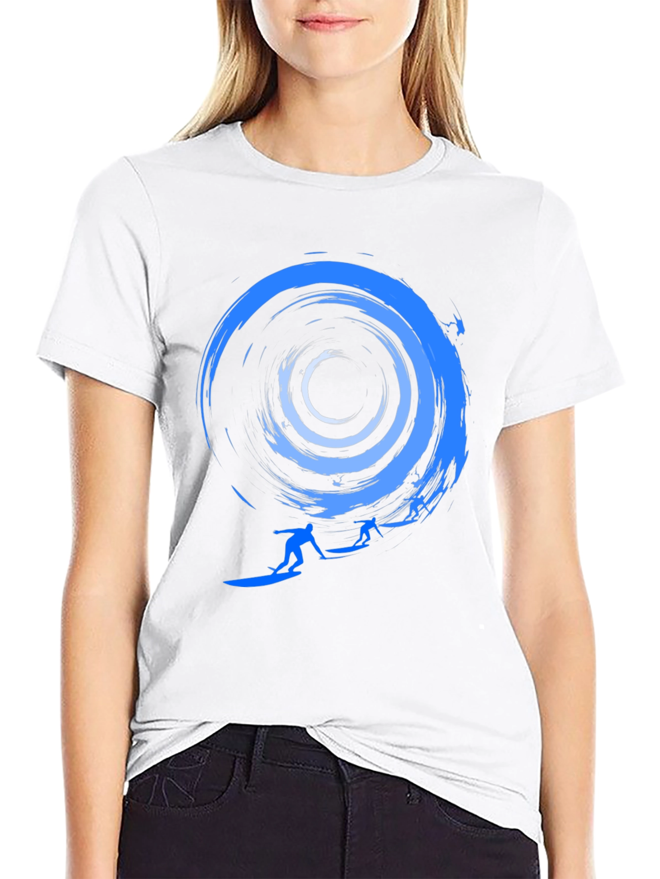 Surfing Wave Graphic Tee - Stylish Crew Neck T-Shirt