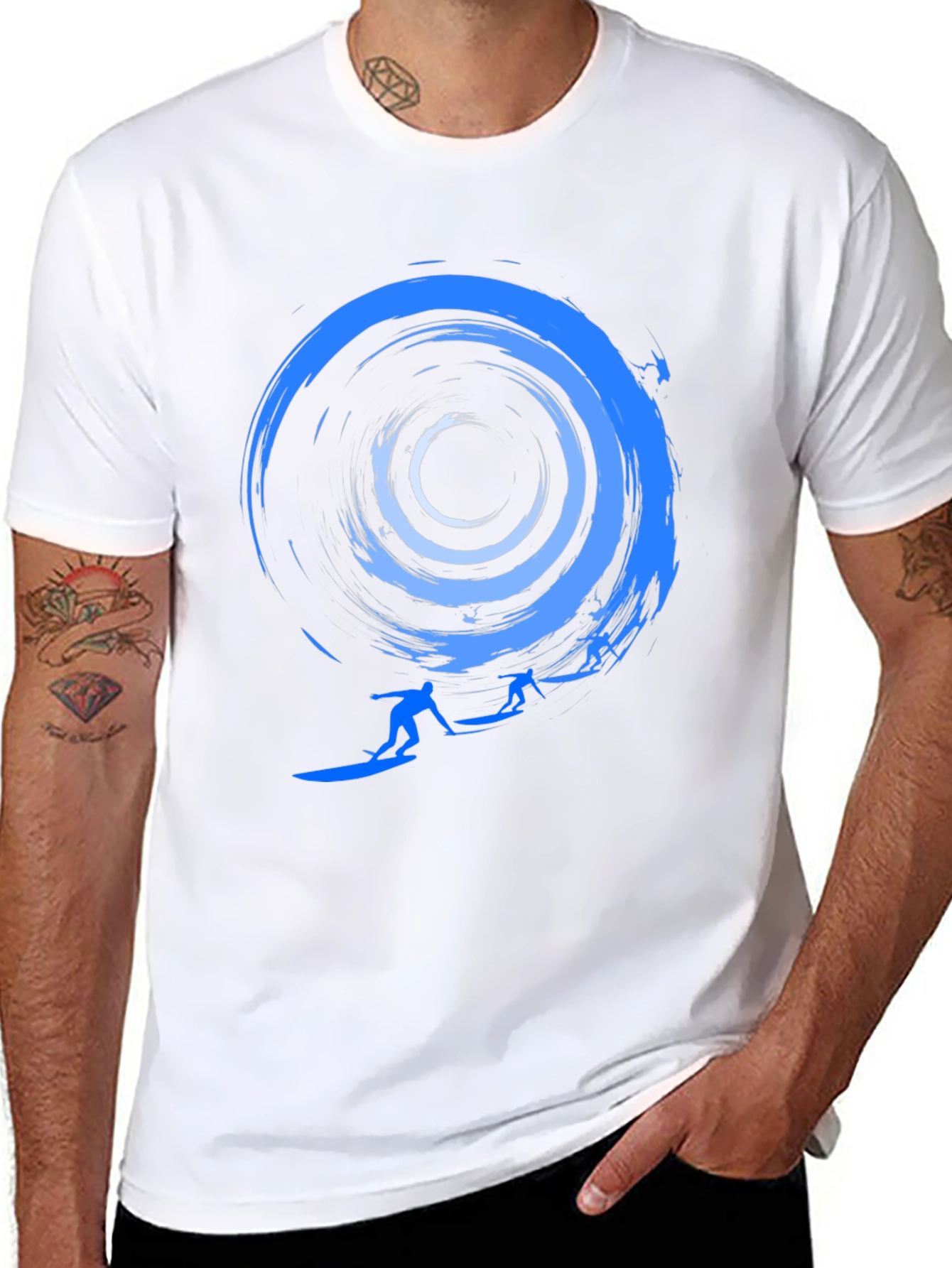 Surfing Wave Graphic Tee - Stylish Crew Neck T-Shirt