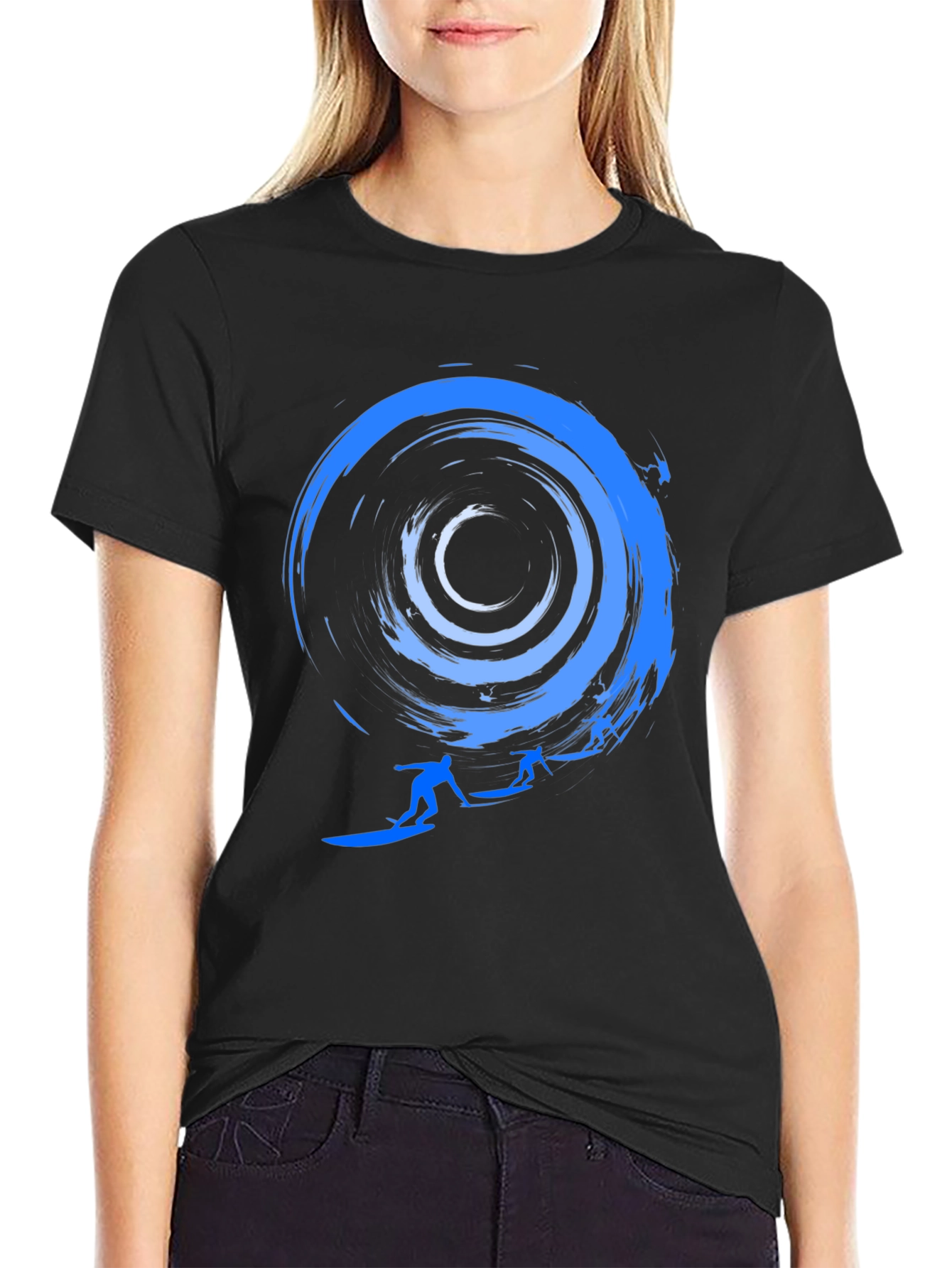 Surfing Wave Graphic Tee - Stylish Crew Neck T-Shirt