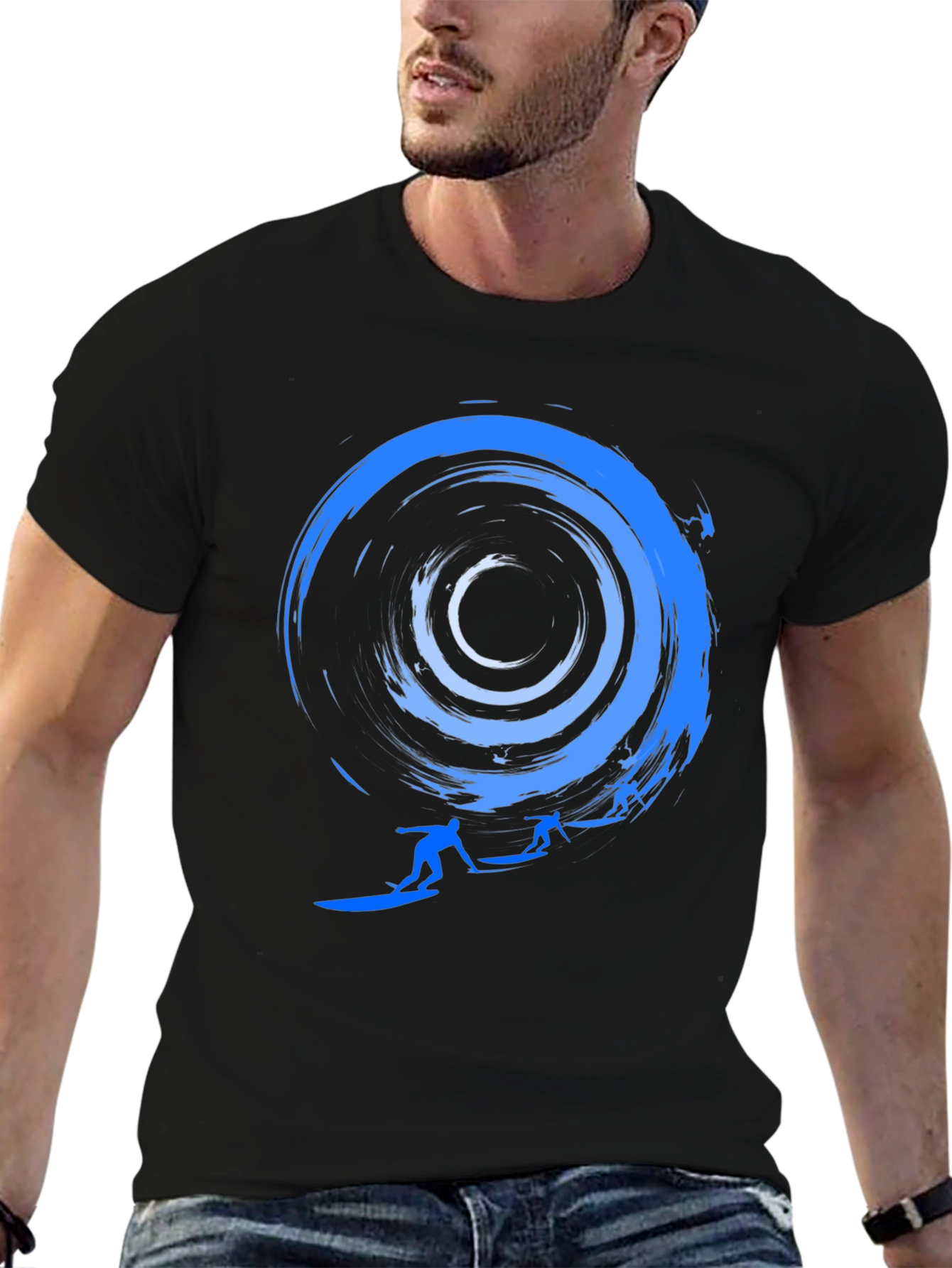 Surfing Wave Graphic Tee - Stylish Crew Neck T-Shirt