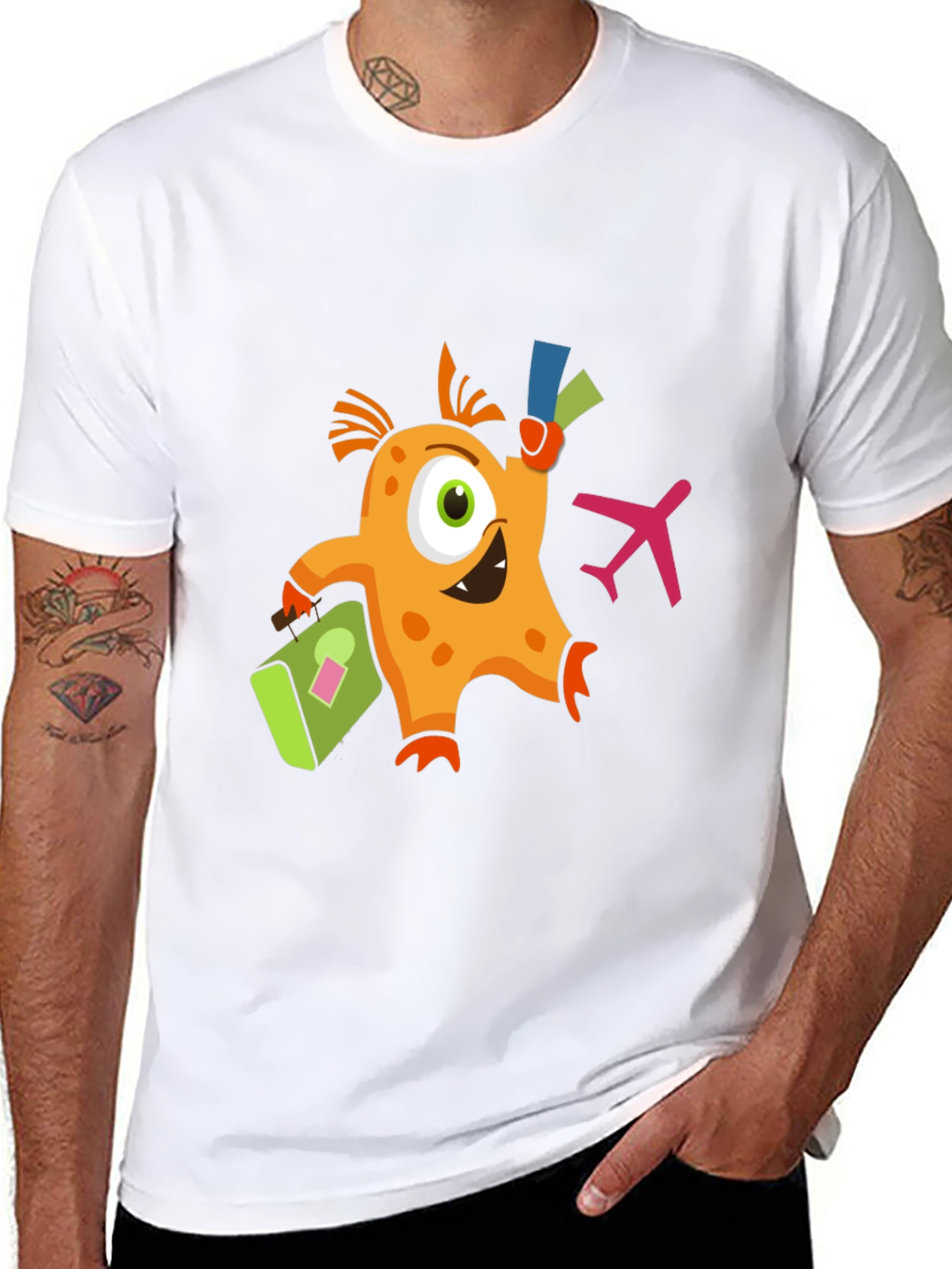 Monster Travel T-Shirt - Black Crew Neck