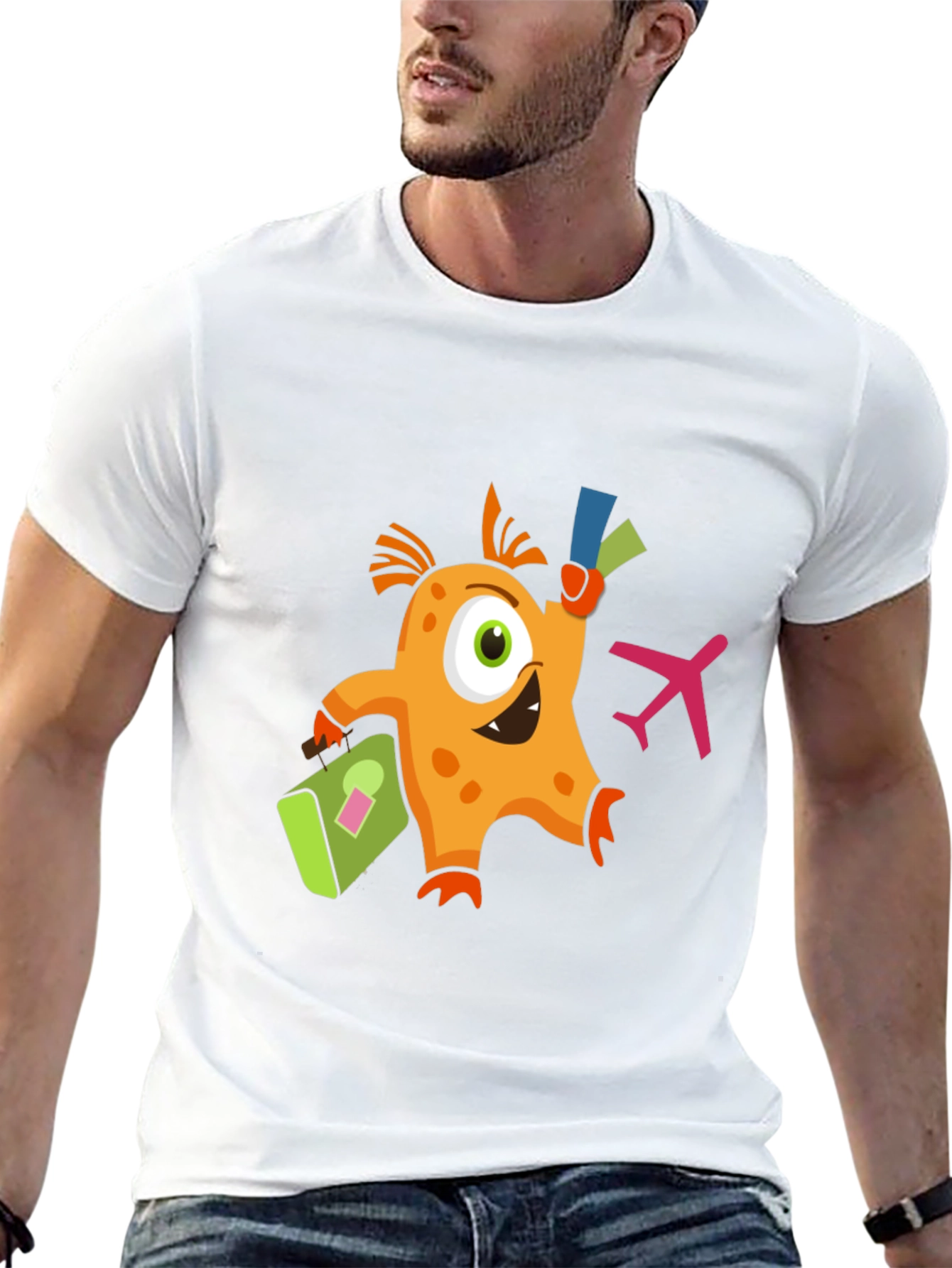 Monster Travel T-Shirt - Black Crew Neck