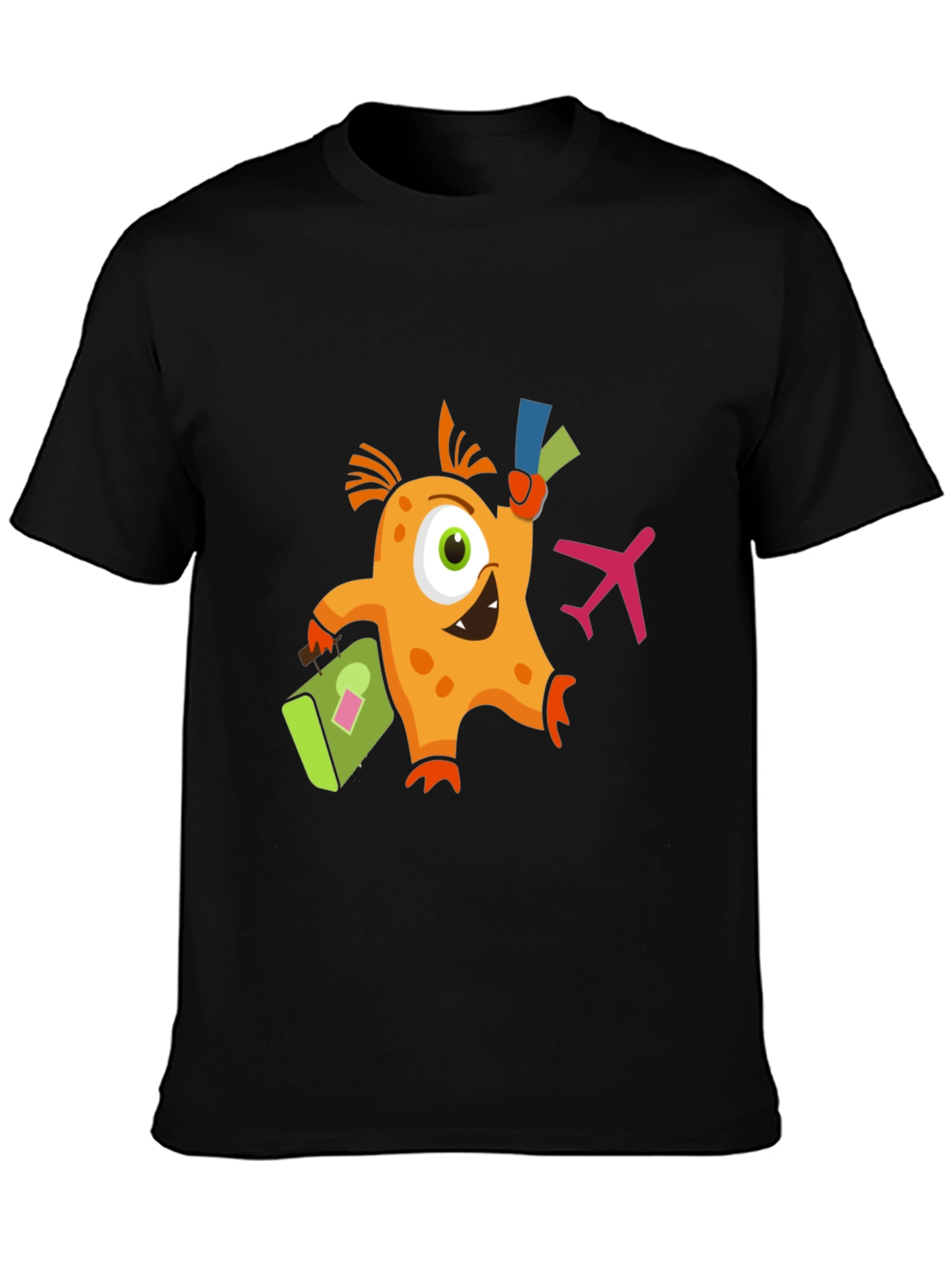 Monster Travel T-Shirt - Black Crew Neck