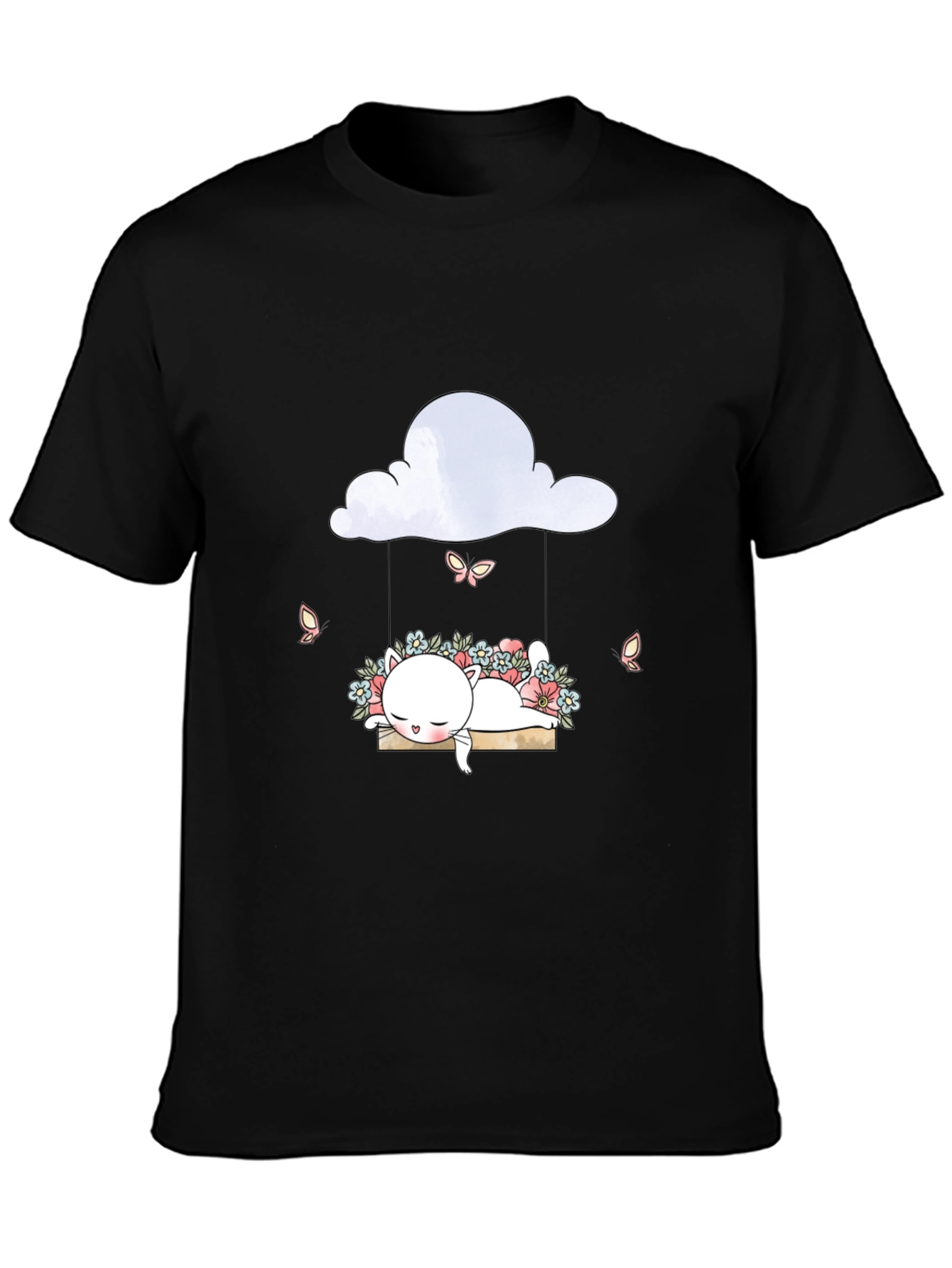 Cute Cat on Cloud Swing Graphic Tee