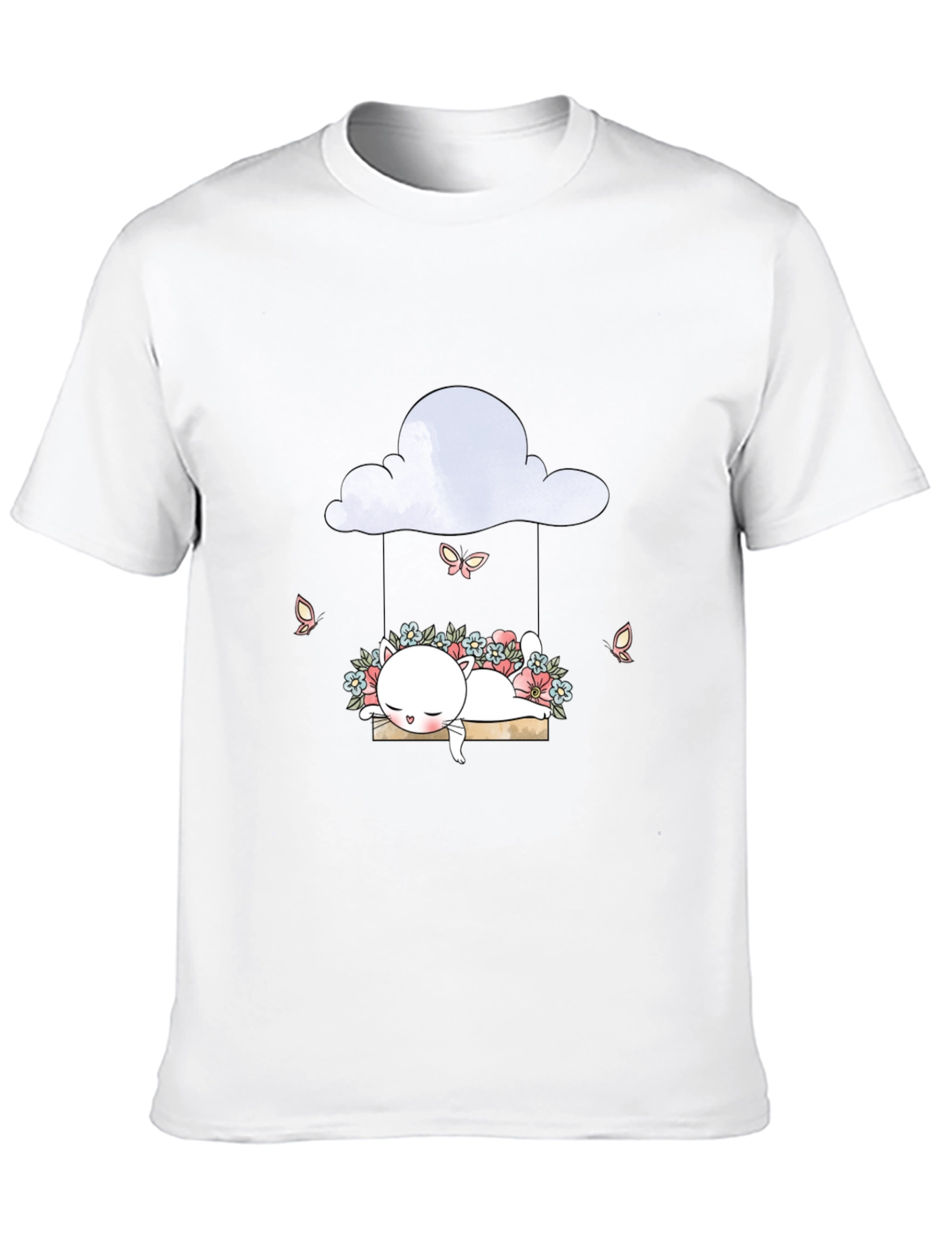 Cute Cat on Cloud Swing Graphic Tee