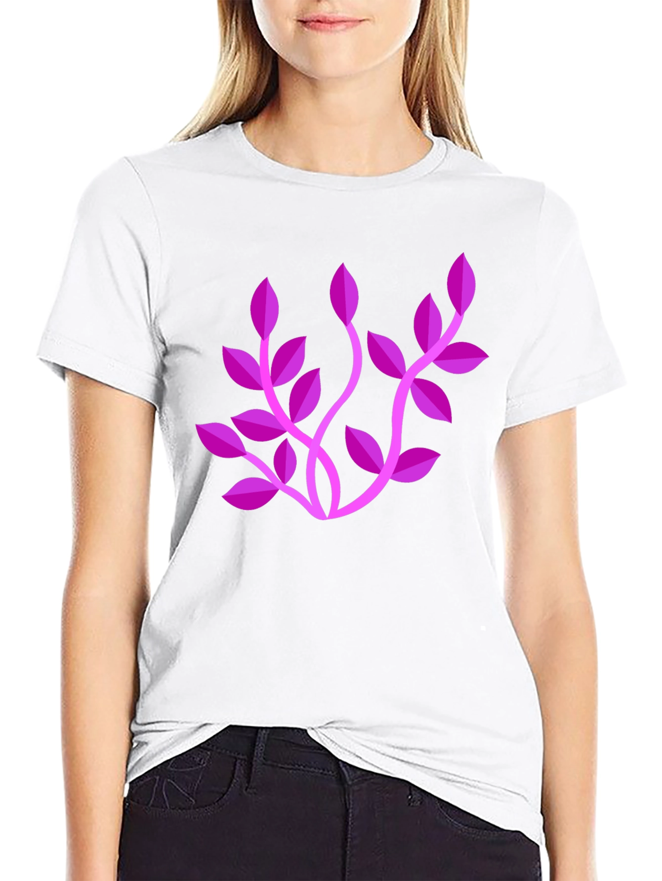 Stylish Black T-Shirt with Floral Design