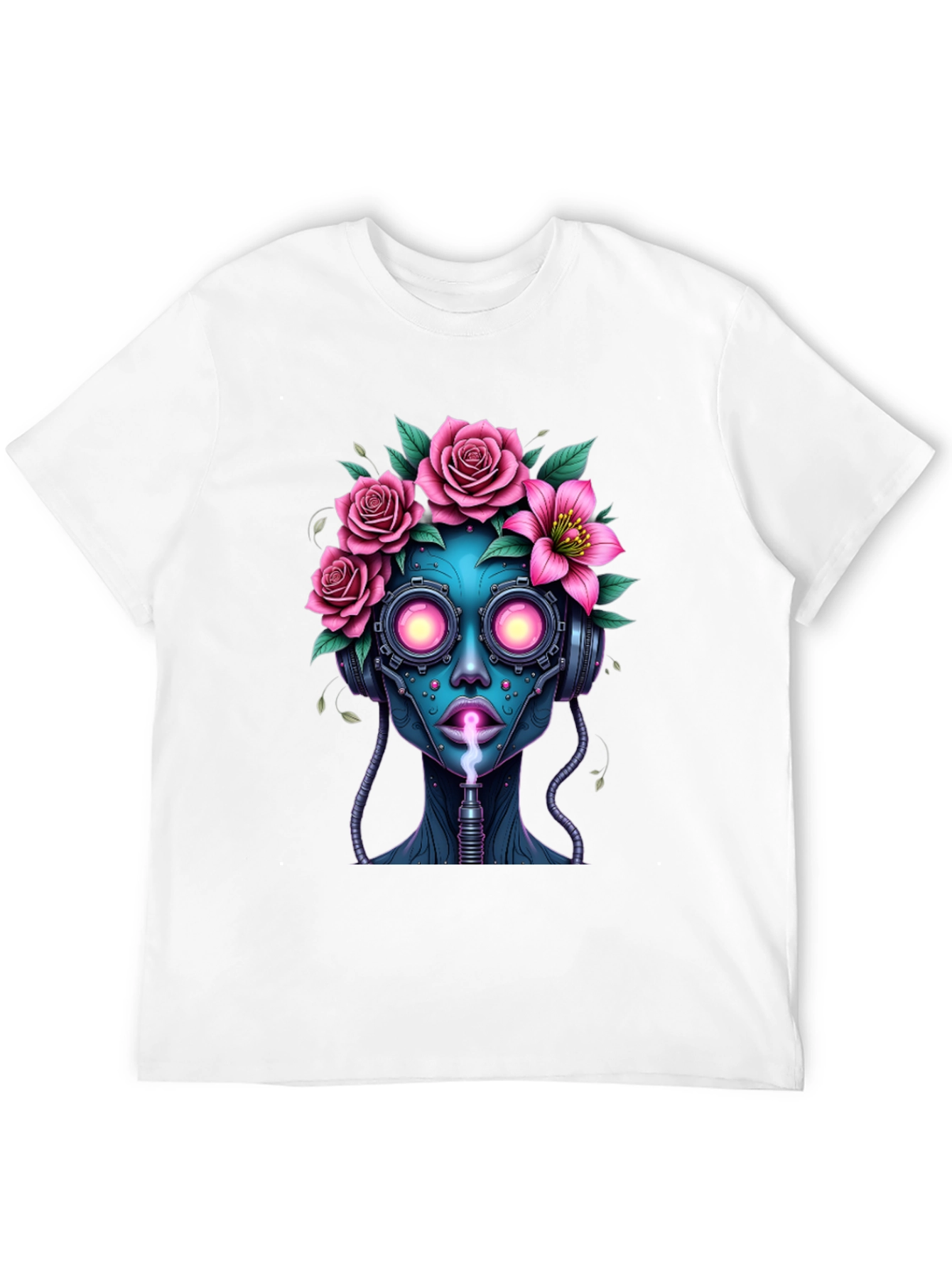 Cyberpunk Floral Head T-Shirt