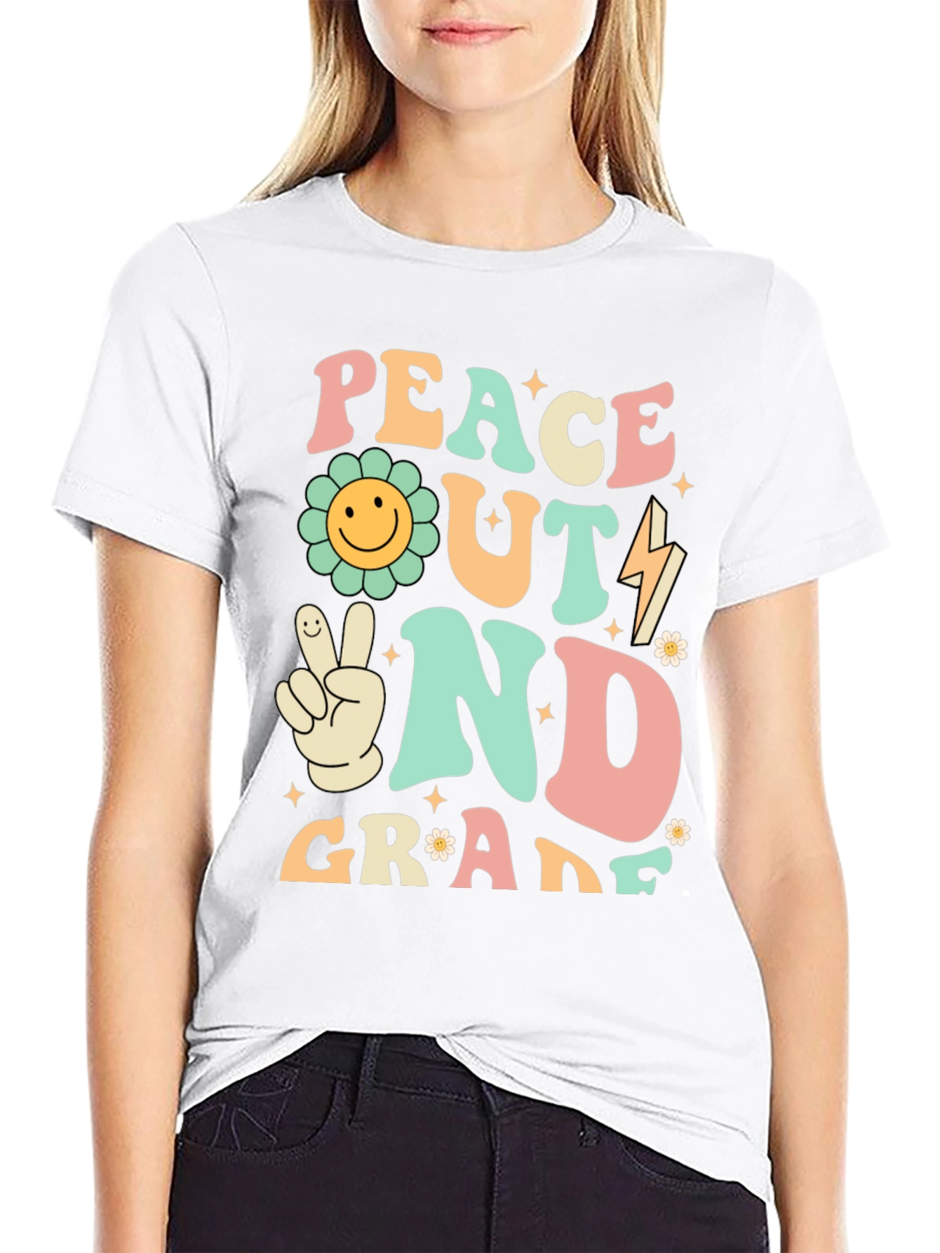 Peace Out 2nd Grade Retro Graphic T-Shirt