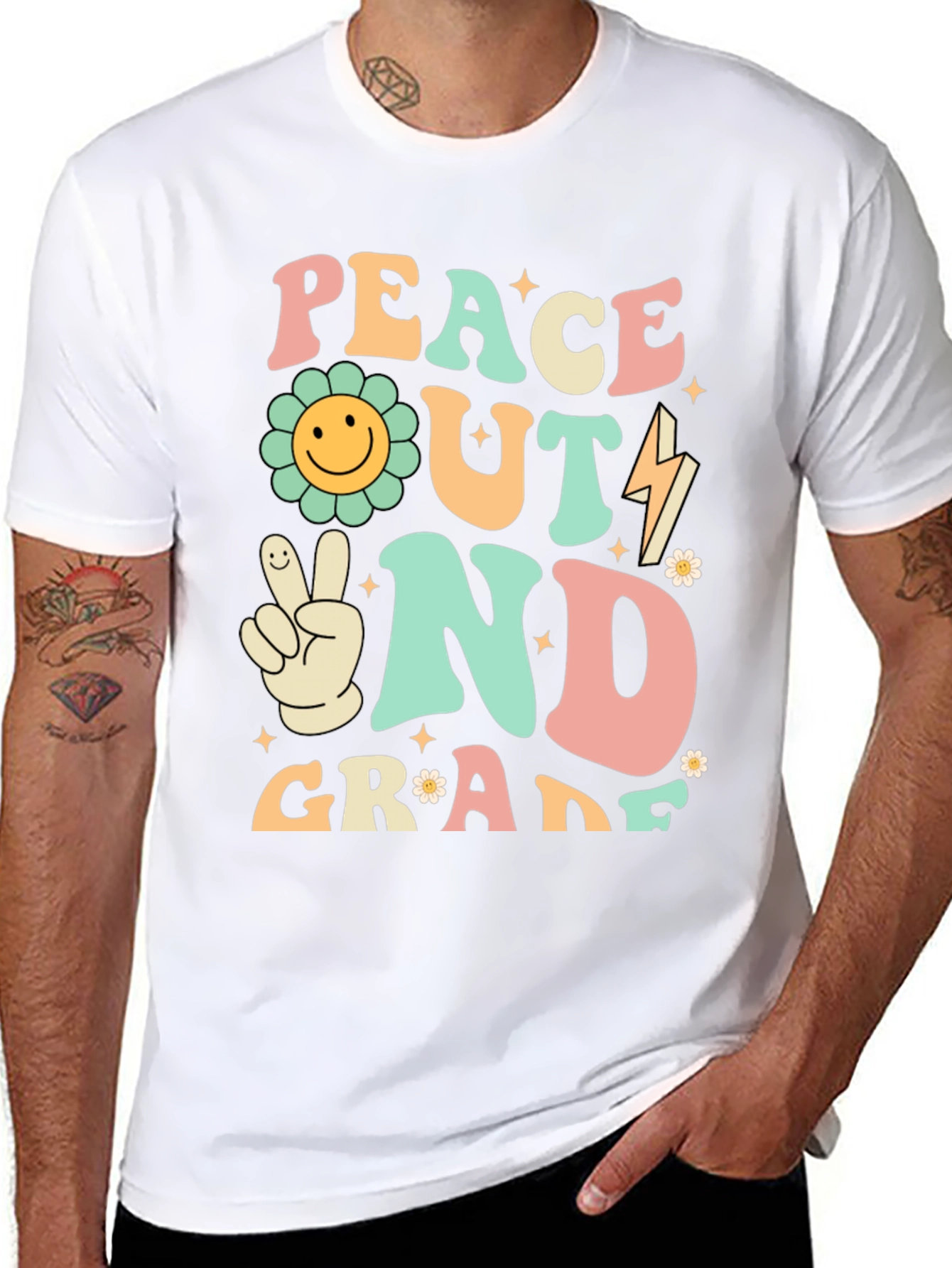 Peace Out 2nd Grade Retro Graphic T-Shirt