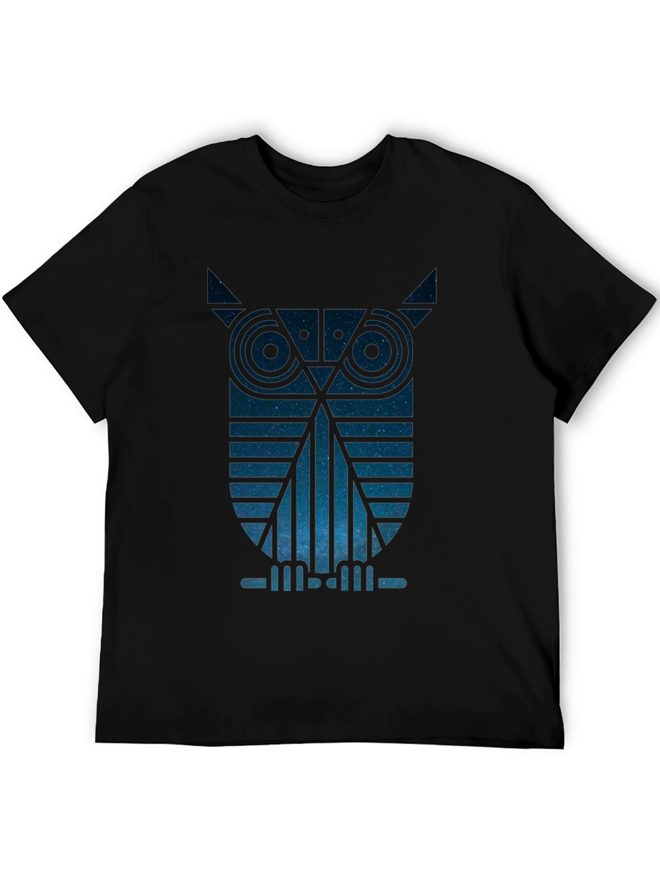 Geometric Owl Graphic Tee - Night Sky Design