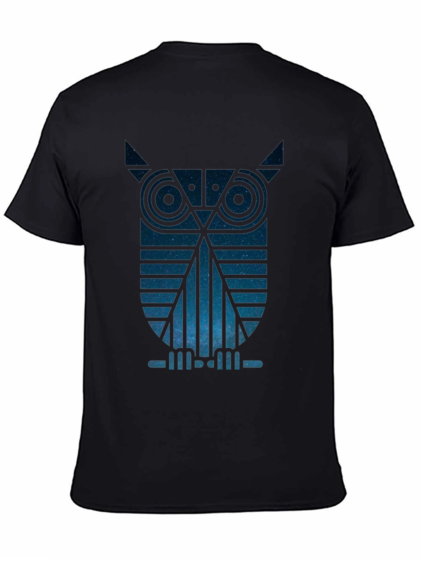 Geometric Owl Graphic Tee - Night Sky Design
