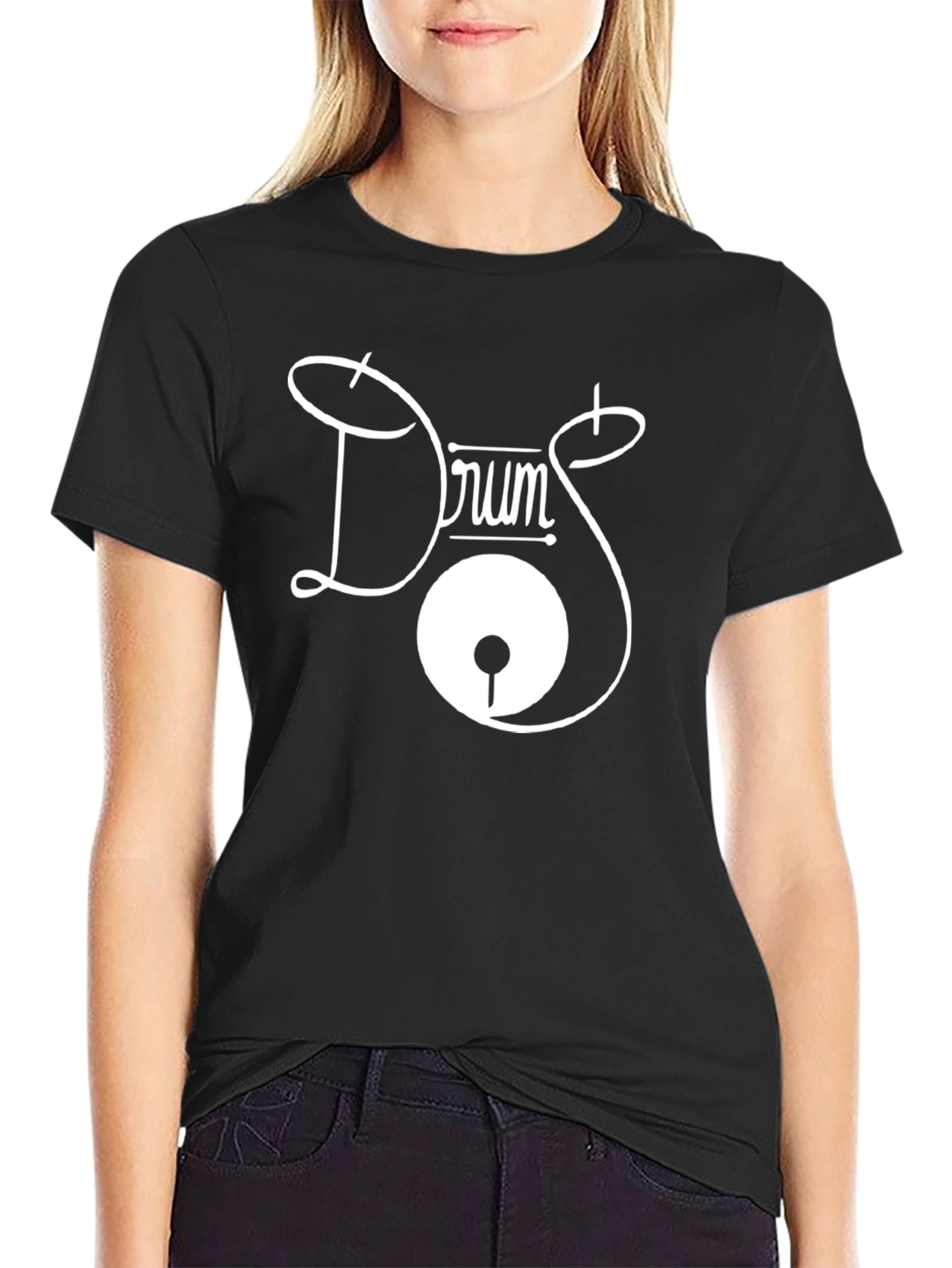 Drum Kit Graphic Tee - Black Cotton T-Shirt