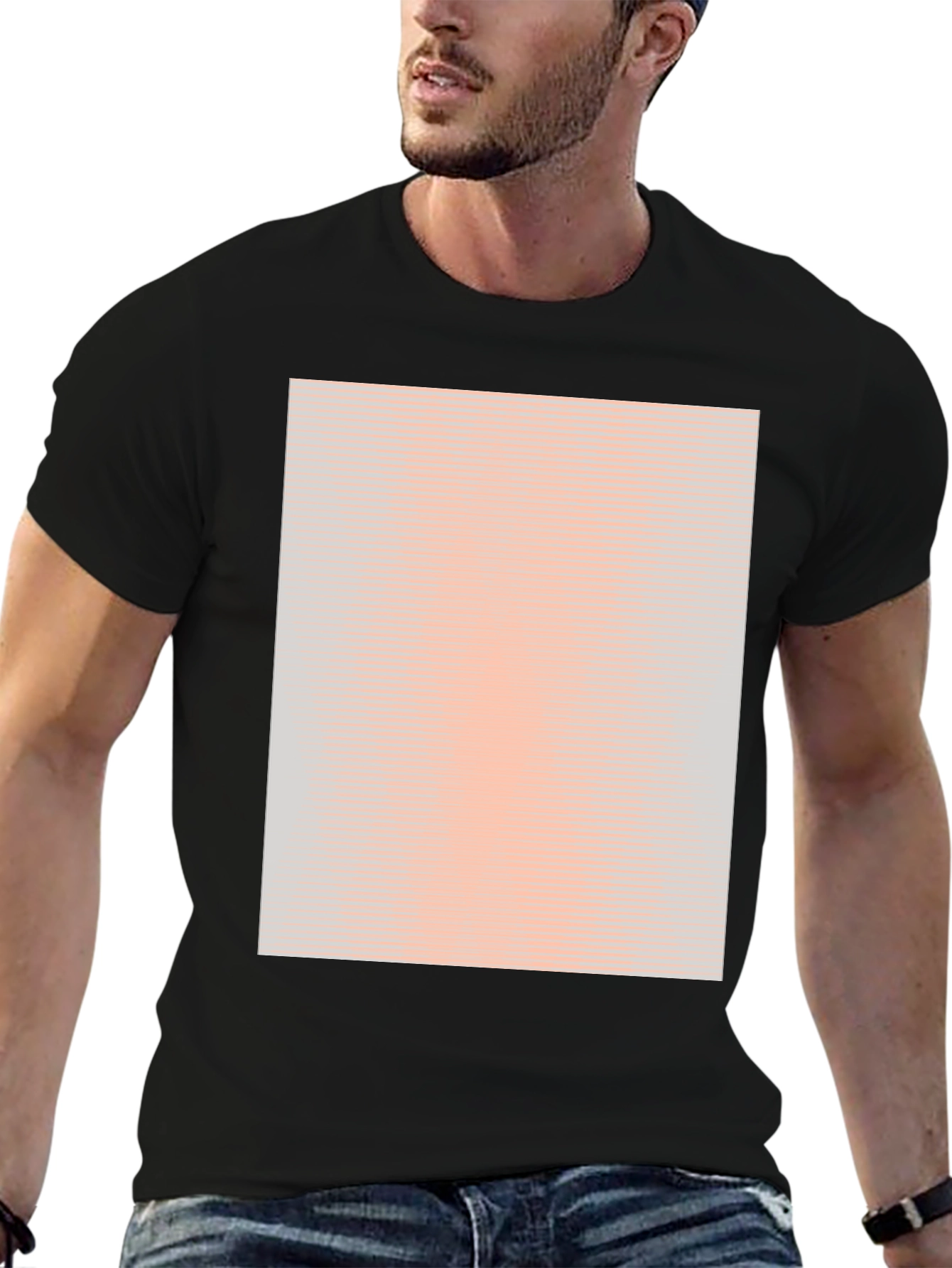 Mens Black Crew Neck T-Shirt with Graphic Print