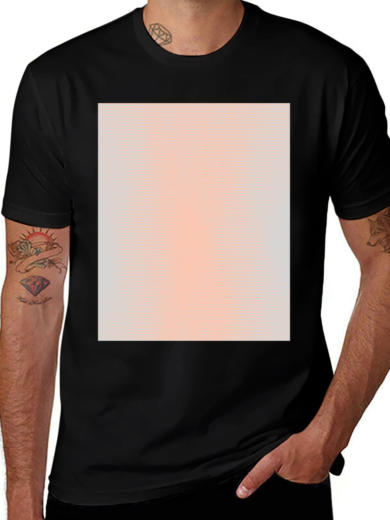 Mens Black Crew Neck T-Shirt with Graphic Print