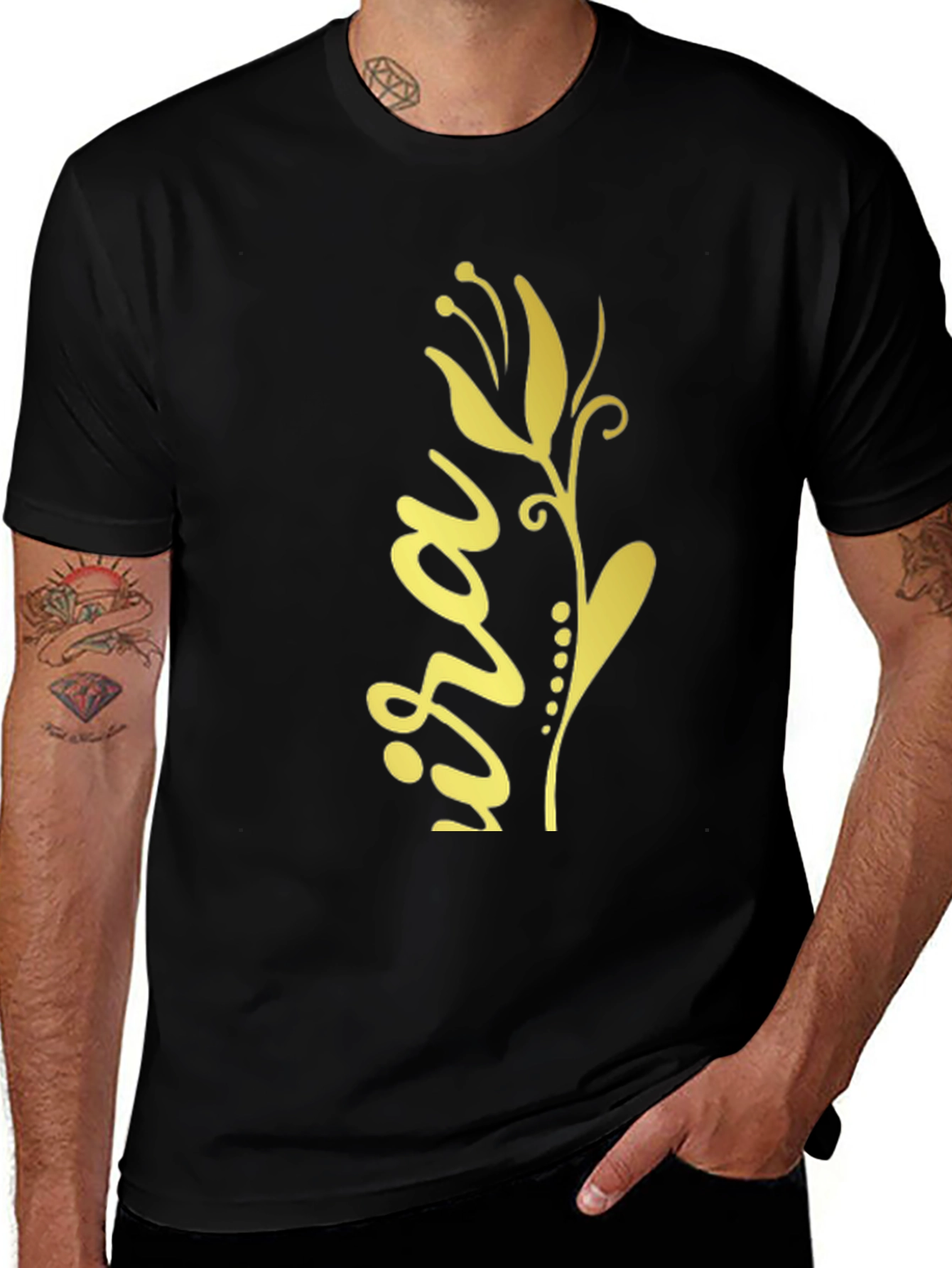 Floral Ira Print Black T-Shirt