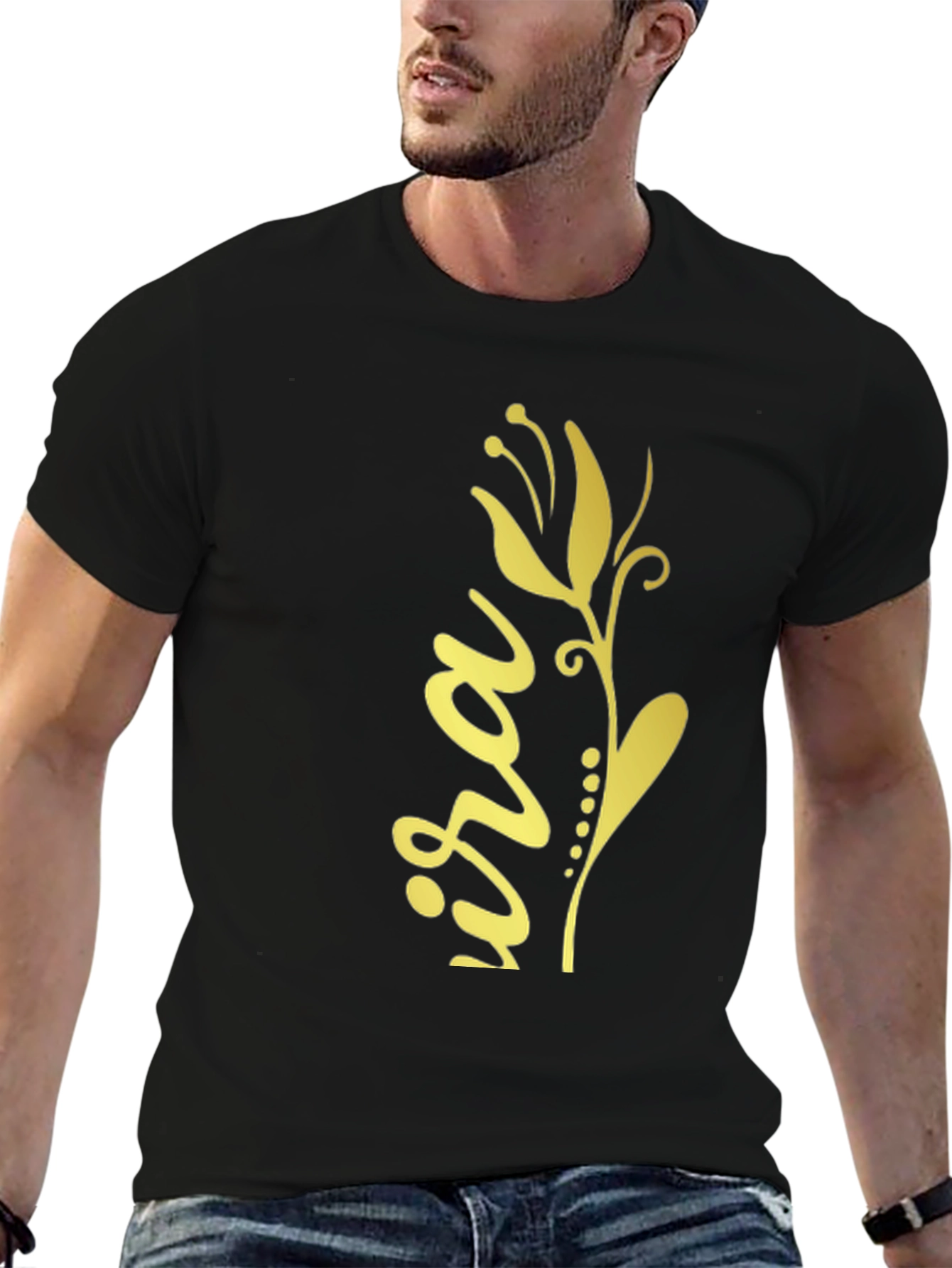 Floral Ira Print Black T-Shirt