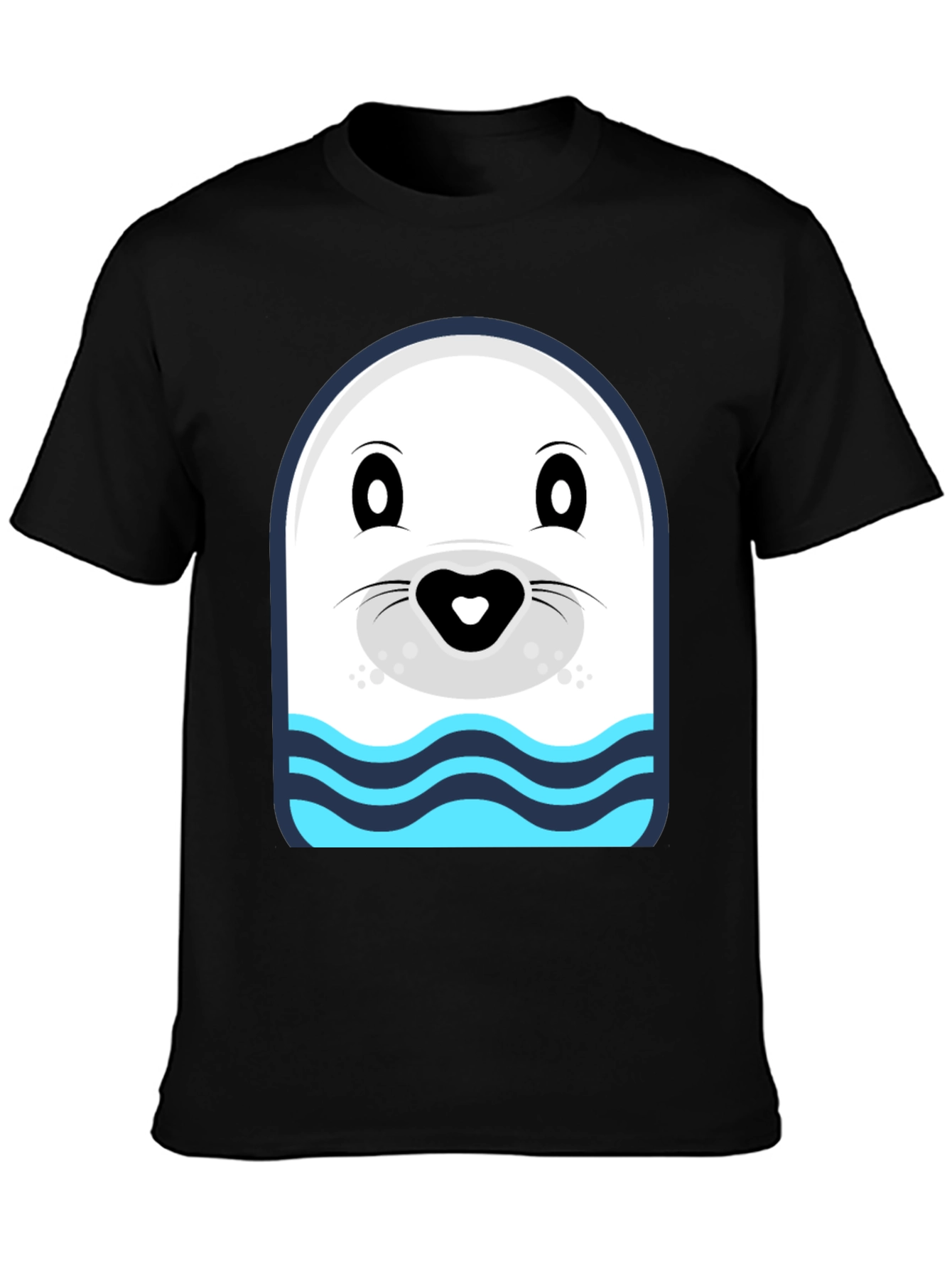Cartoon Seal Graphic Tee - Black
