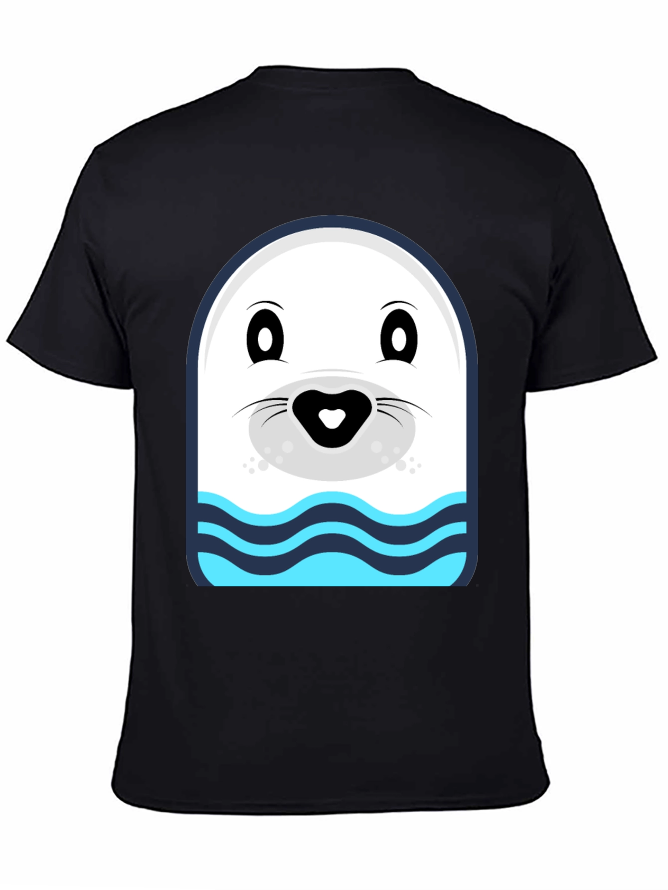 Cartoon Seal Graphic Tee - Black