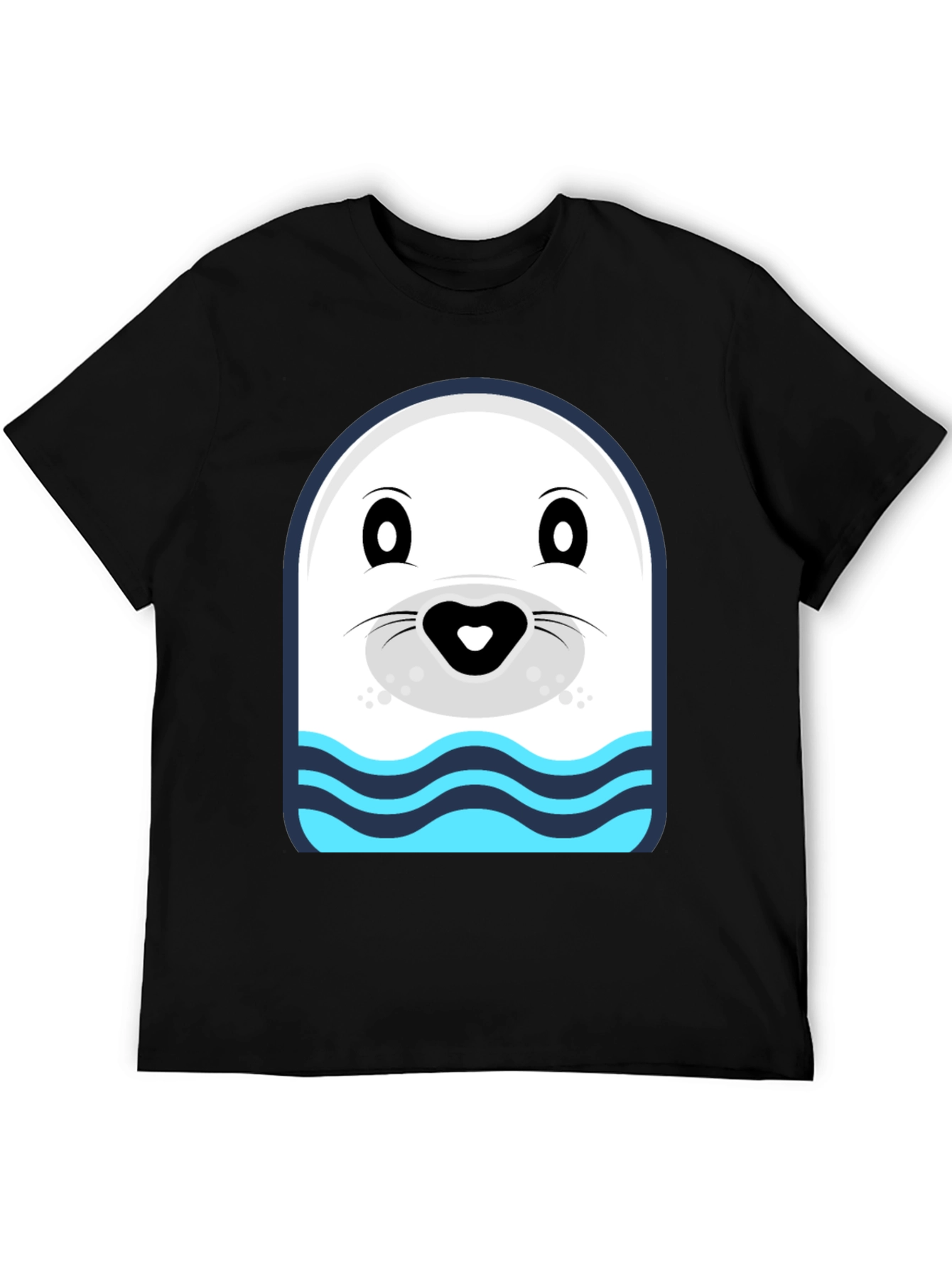 Cartoon Seal Graphic Tee - Black