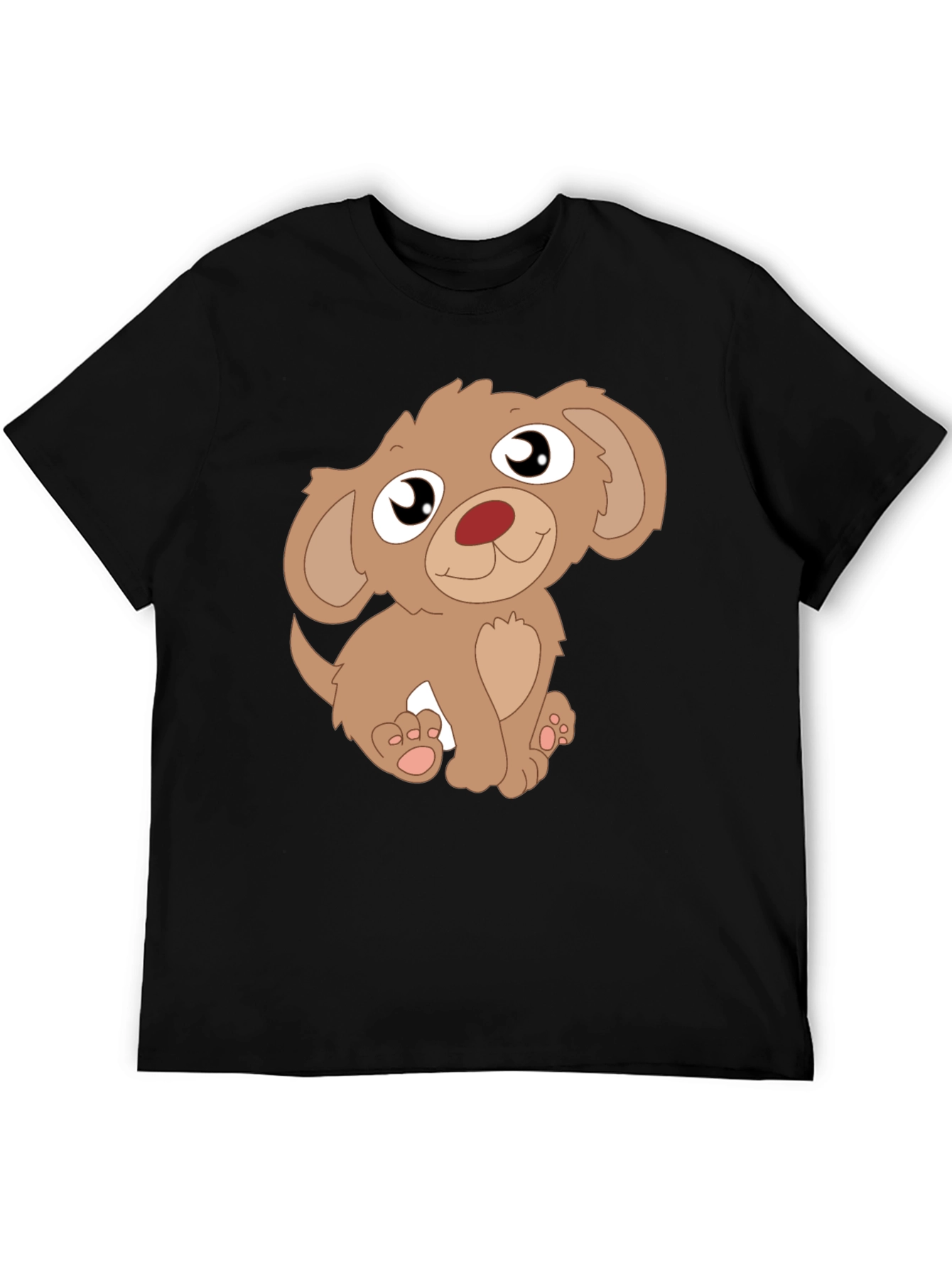 Cute Puppy Graphic Tee - Mens Black T-Shirt