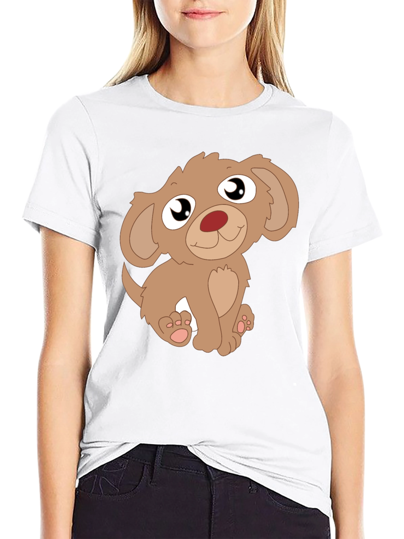 Cute Puppy Graphic Tee - Mens Black T-Shirt