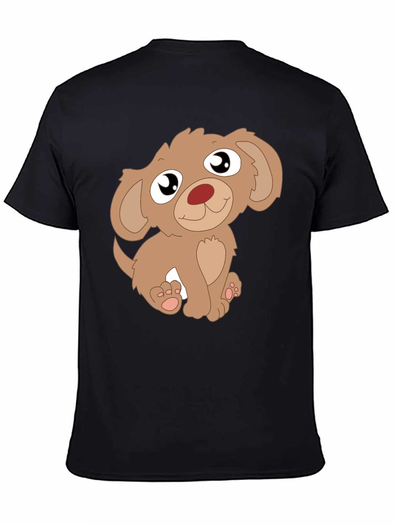 Cute Puppy Graphic Tee - Mens Black T-Shirt