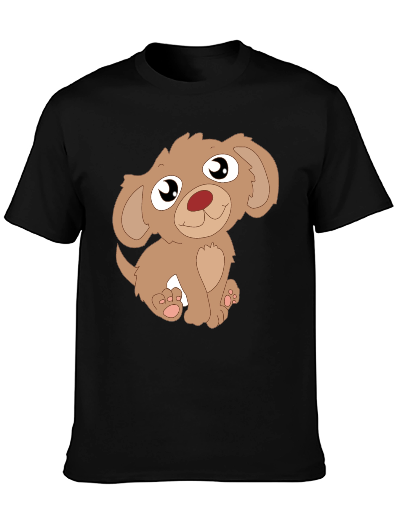 Cute Puppy Graphic Tee - Mens Black T-Shirt