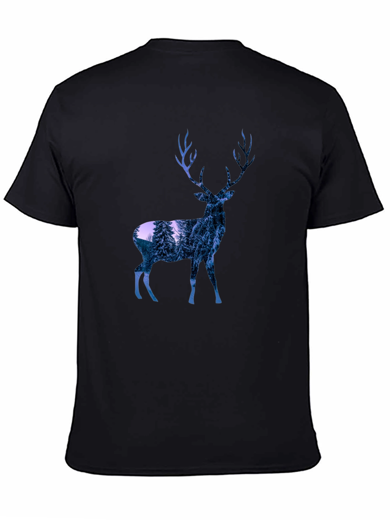 Deer Graphic Print T-Shirt - Black