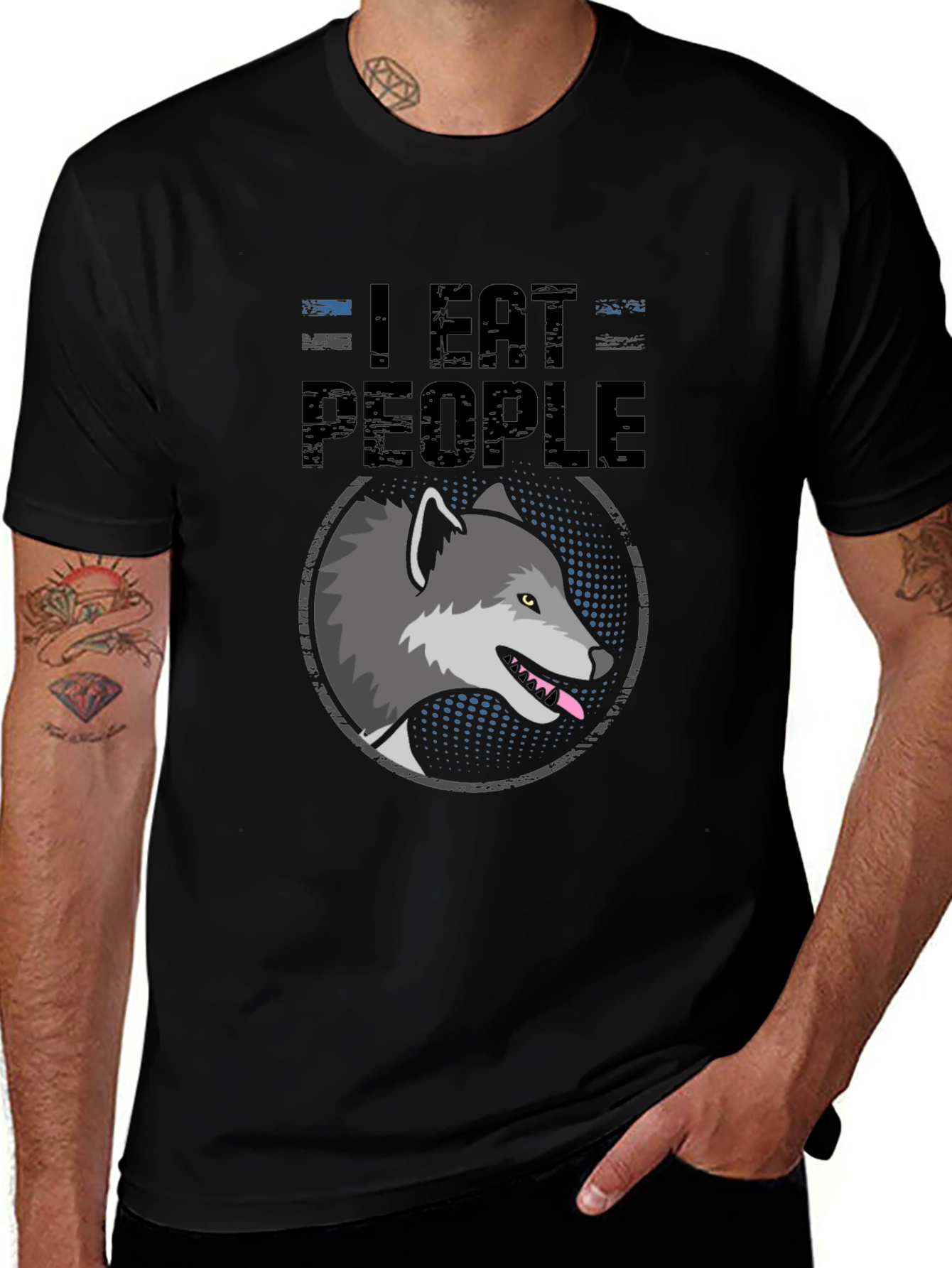 I Eat People Wolf Graphic T-Shirt