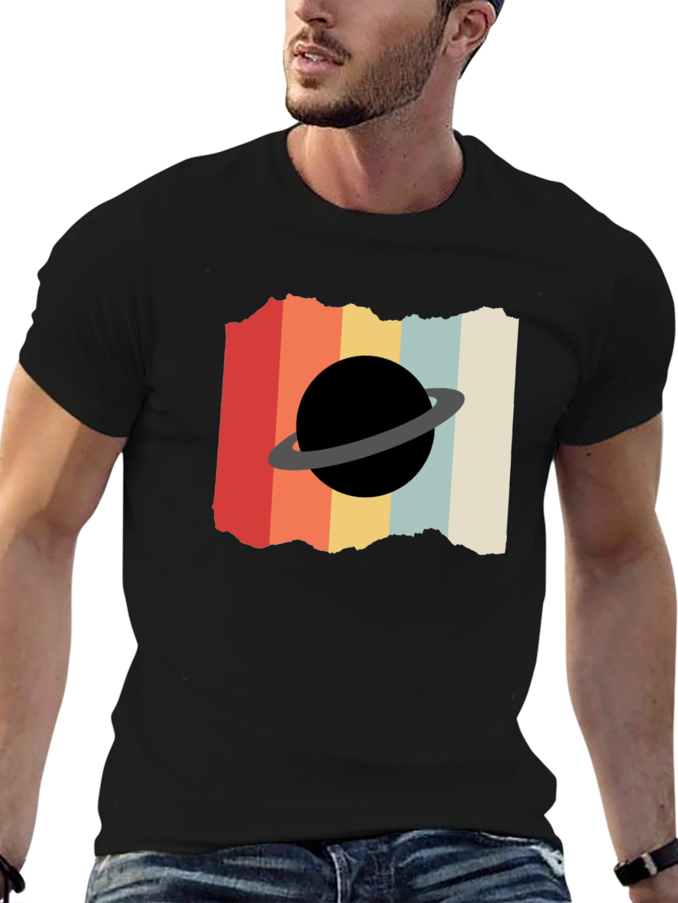 Retro Planet Graphic Tee - Black