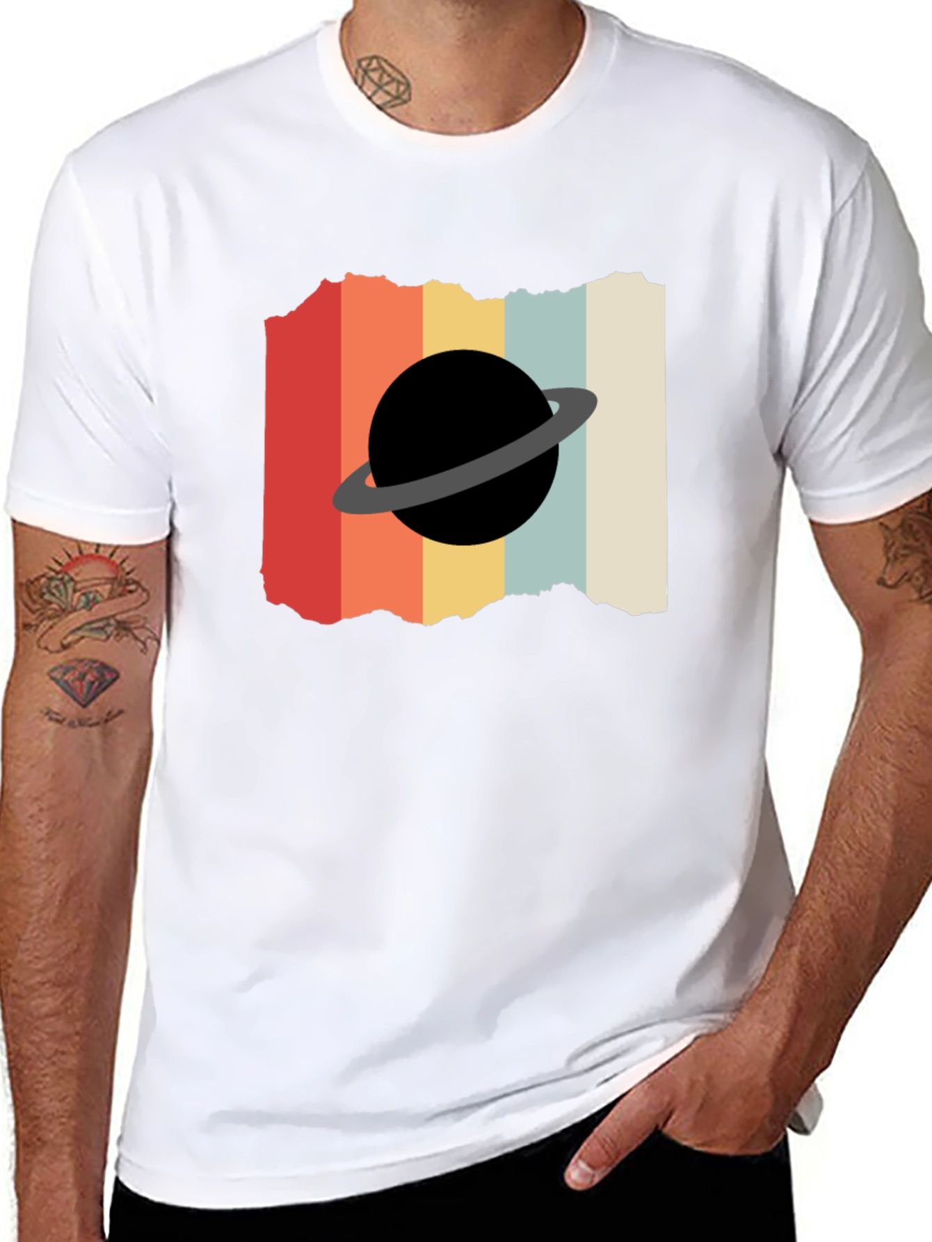 Retro Planet Graphic Tee - Black