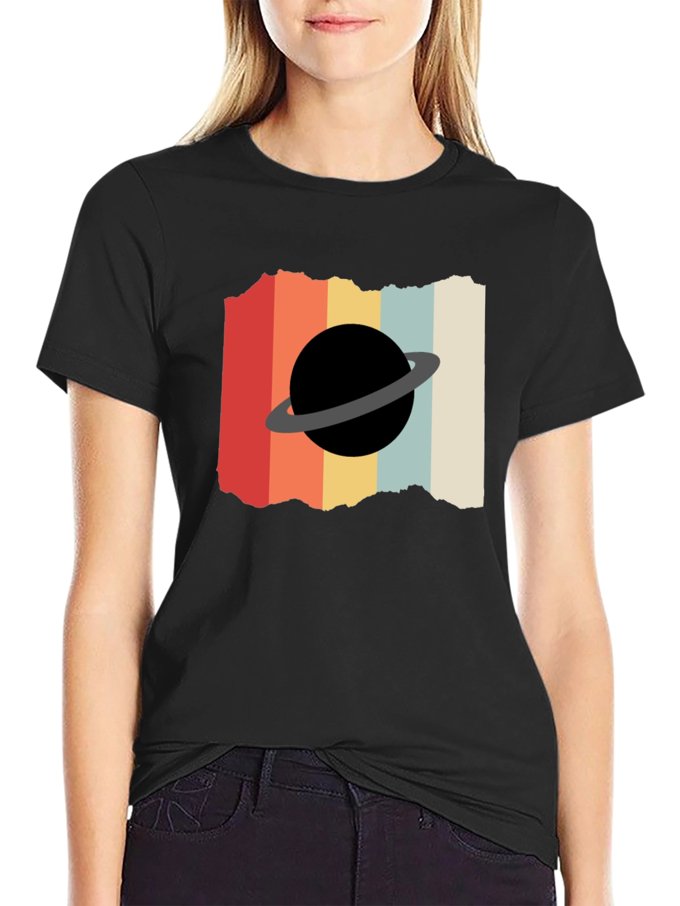 Retro Planet Graphic Tee - Black