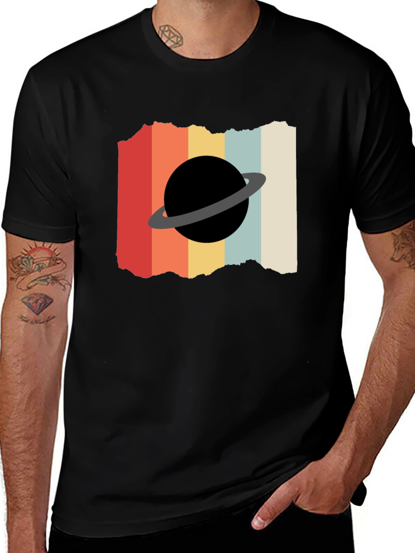 Retro Planet Graphic Tee - Black