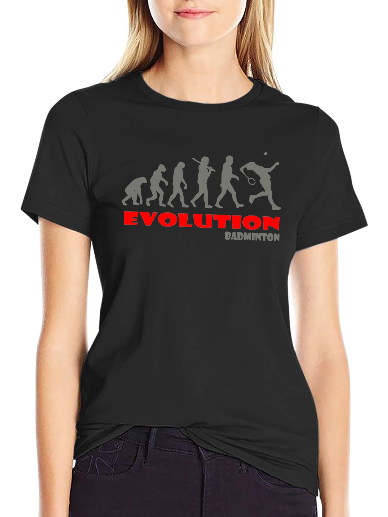 Evolution of Badminton Black T-Shirt