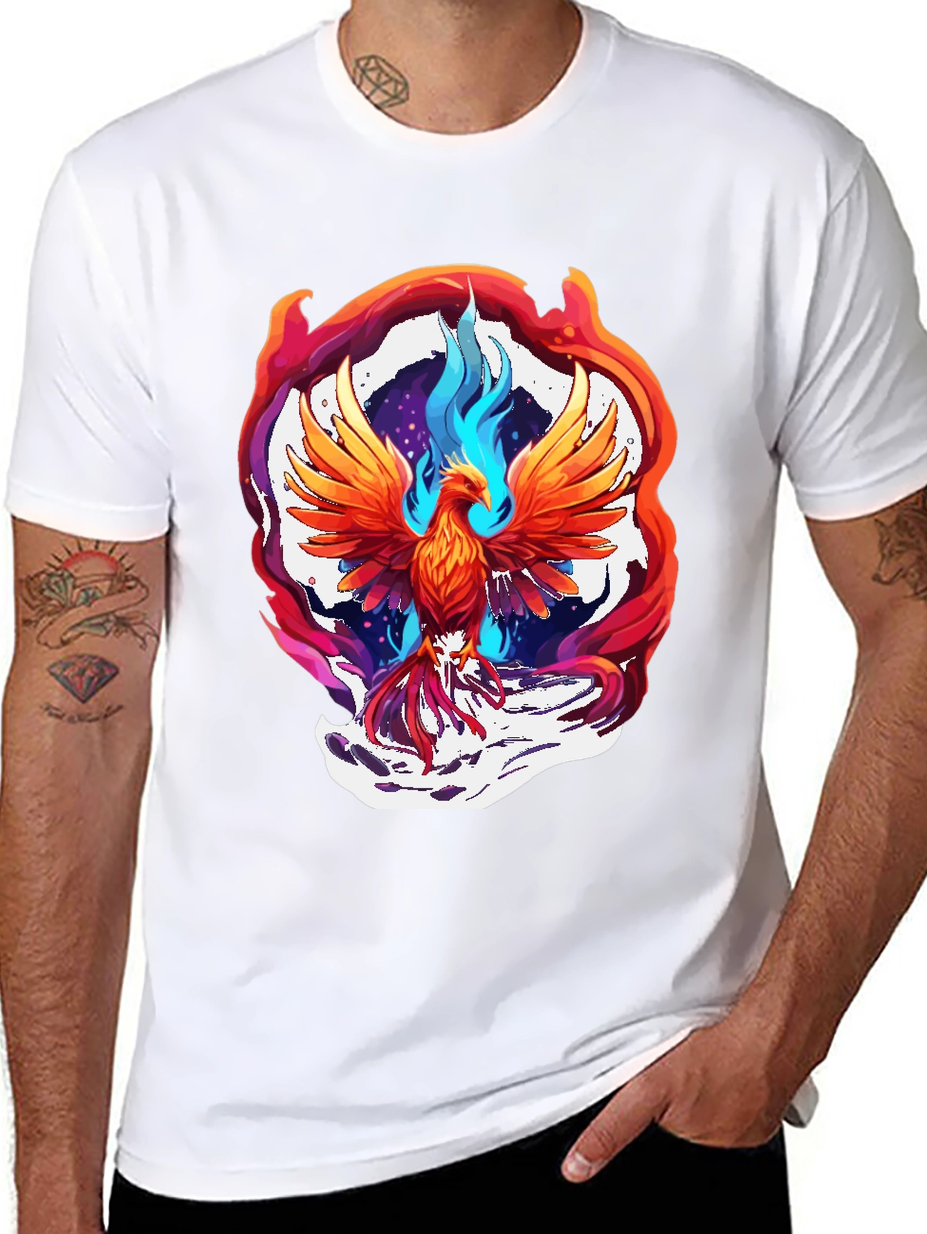 Phoenix Graphic Tee - Black Cotton Blend Comfort