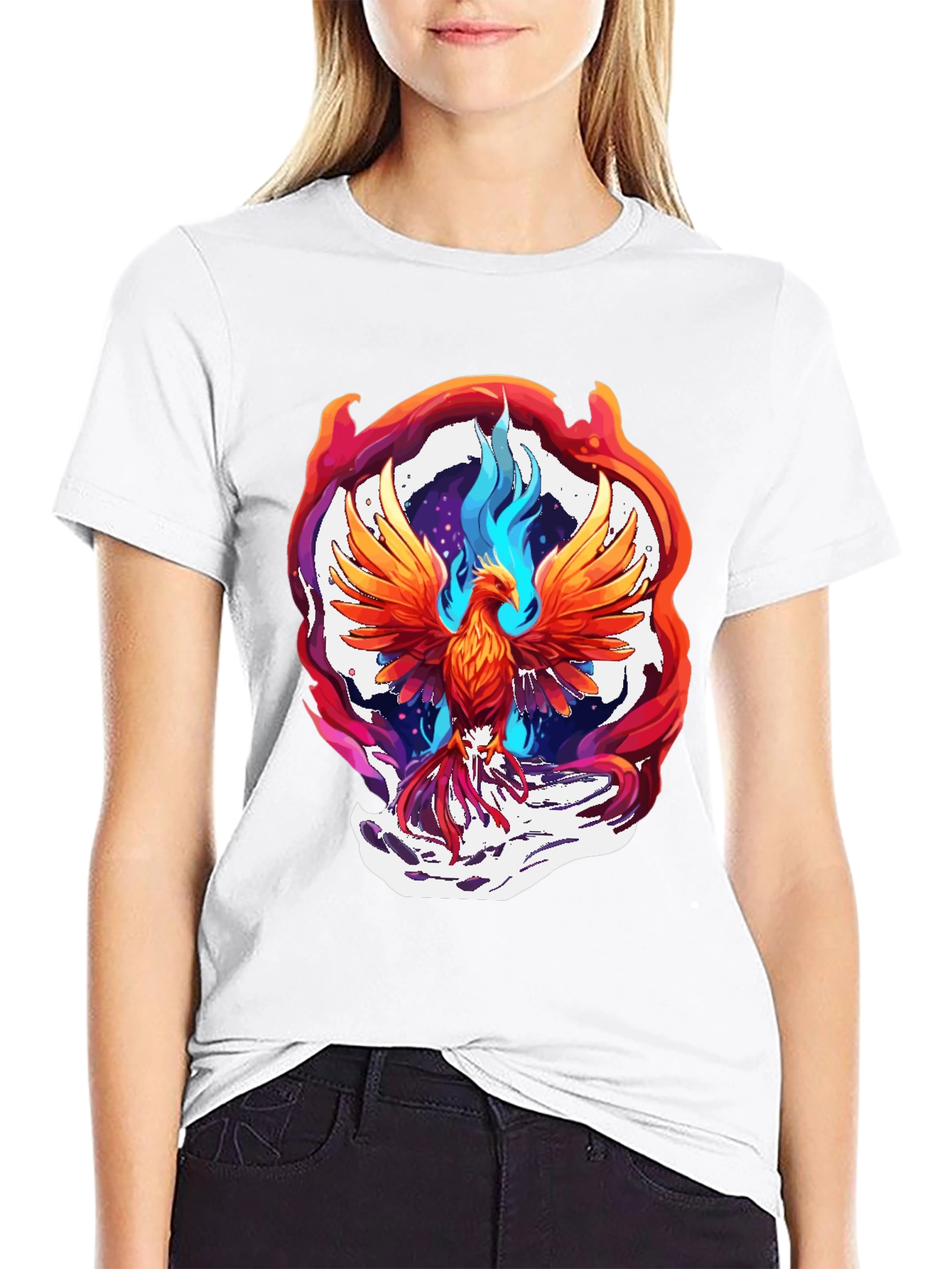 Phoenix Graphic Tee - Black Cotton Blend Comfort