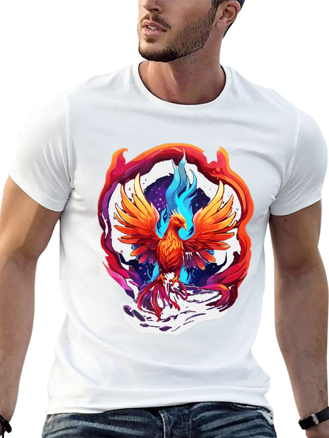 Phoenix Graphic Tee - Black Cotton Blend Comfort